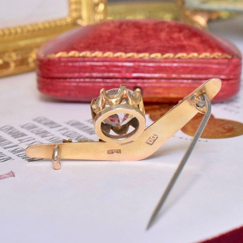 Antique Edwardian Australian 9ct Yellow Gold Antique-Cut Quartz ‘Australia’ Federation Boomerang Brooch