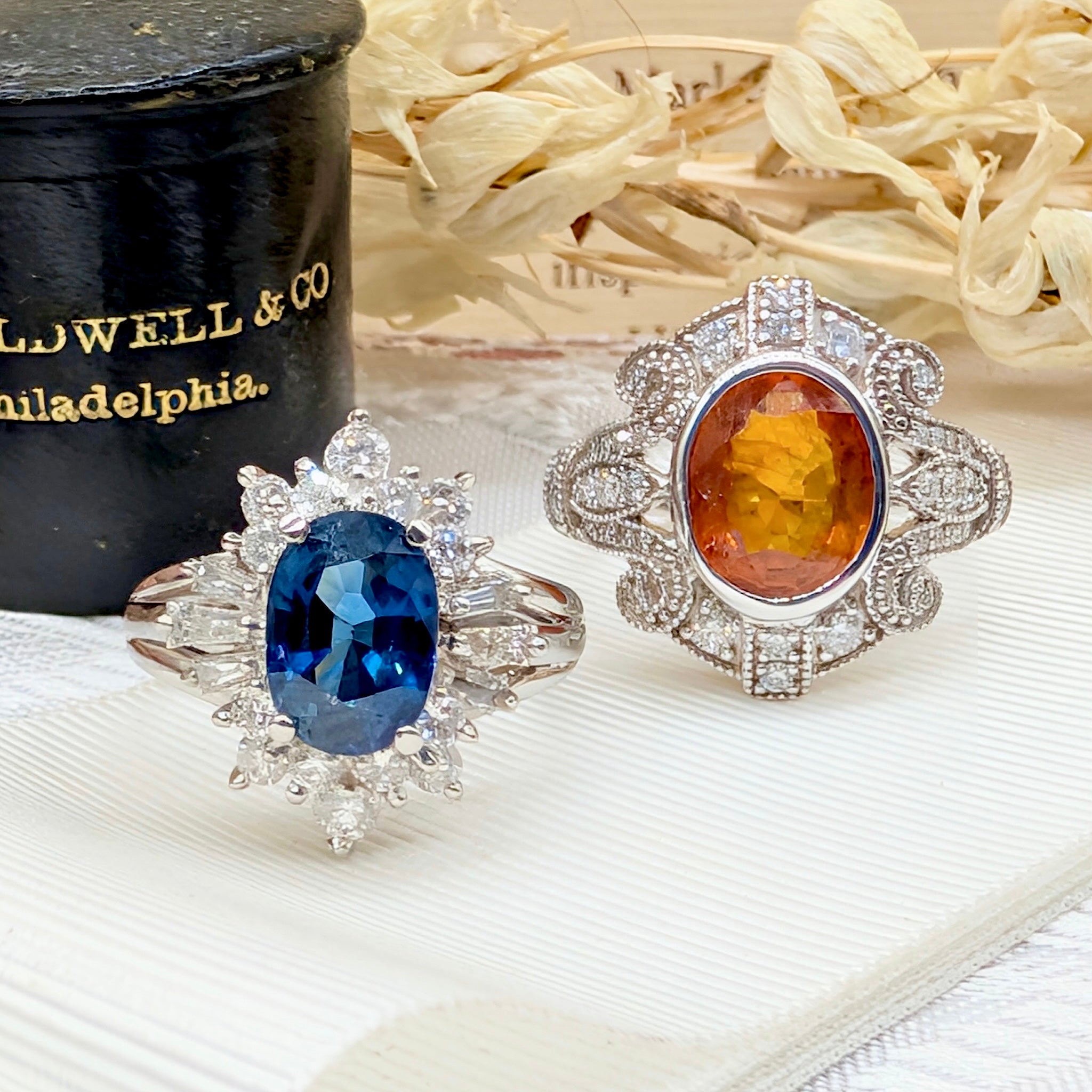 Superb Platinum Sapphire and Diamond Cluster Ring Complete With An Indepedent Gemmological Valuation for $14,380 AUD