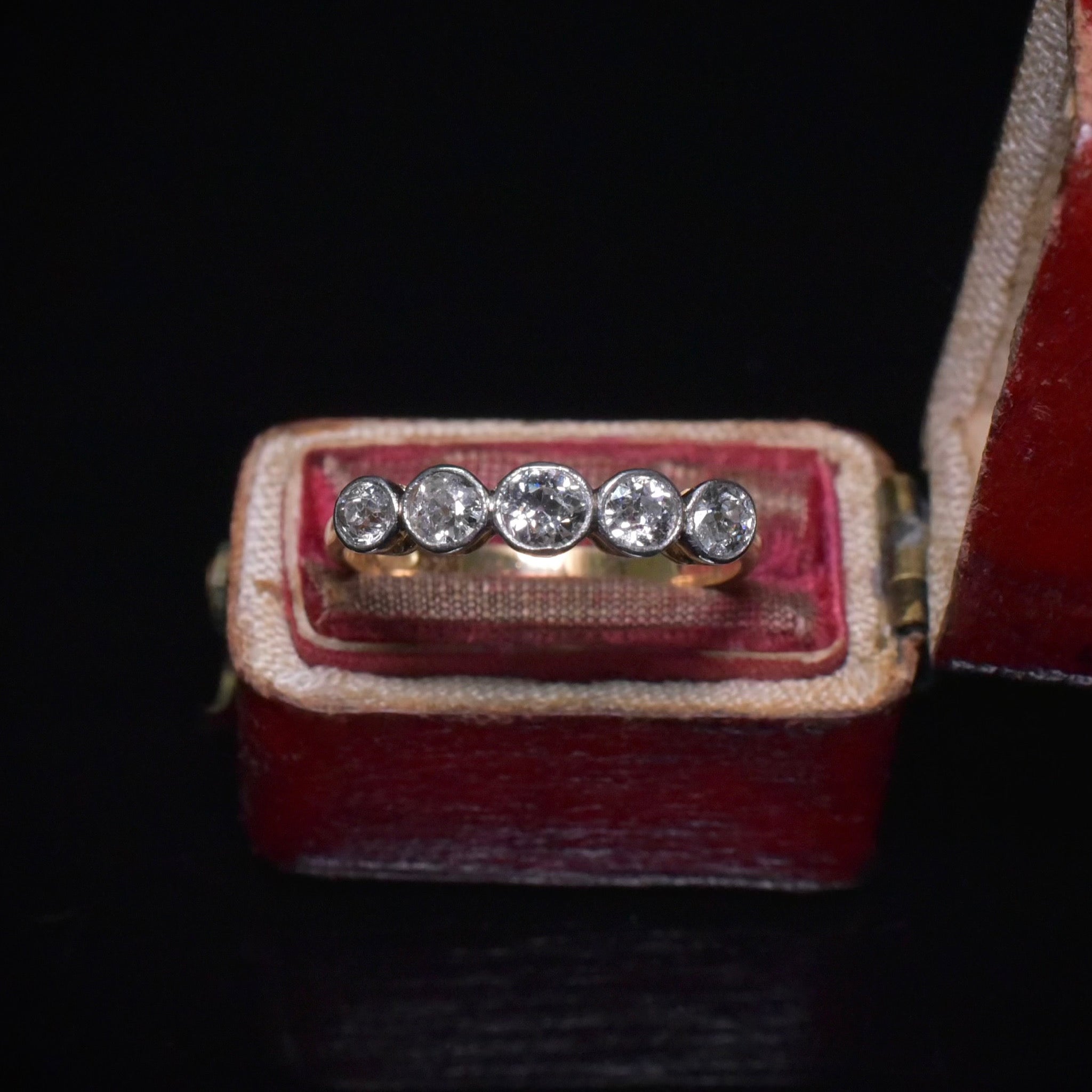 Antique 18ct Yellow Gold And Diamond Five Stone Ring Circa 1920