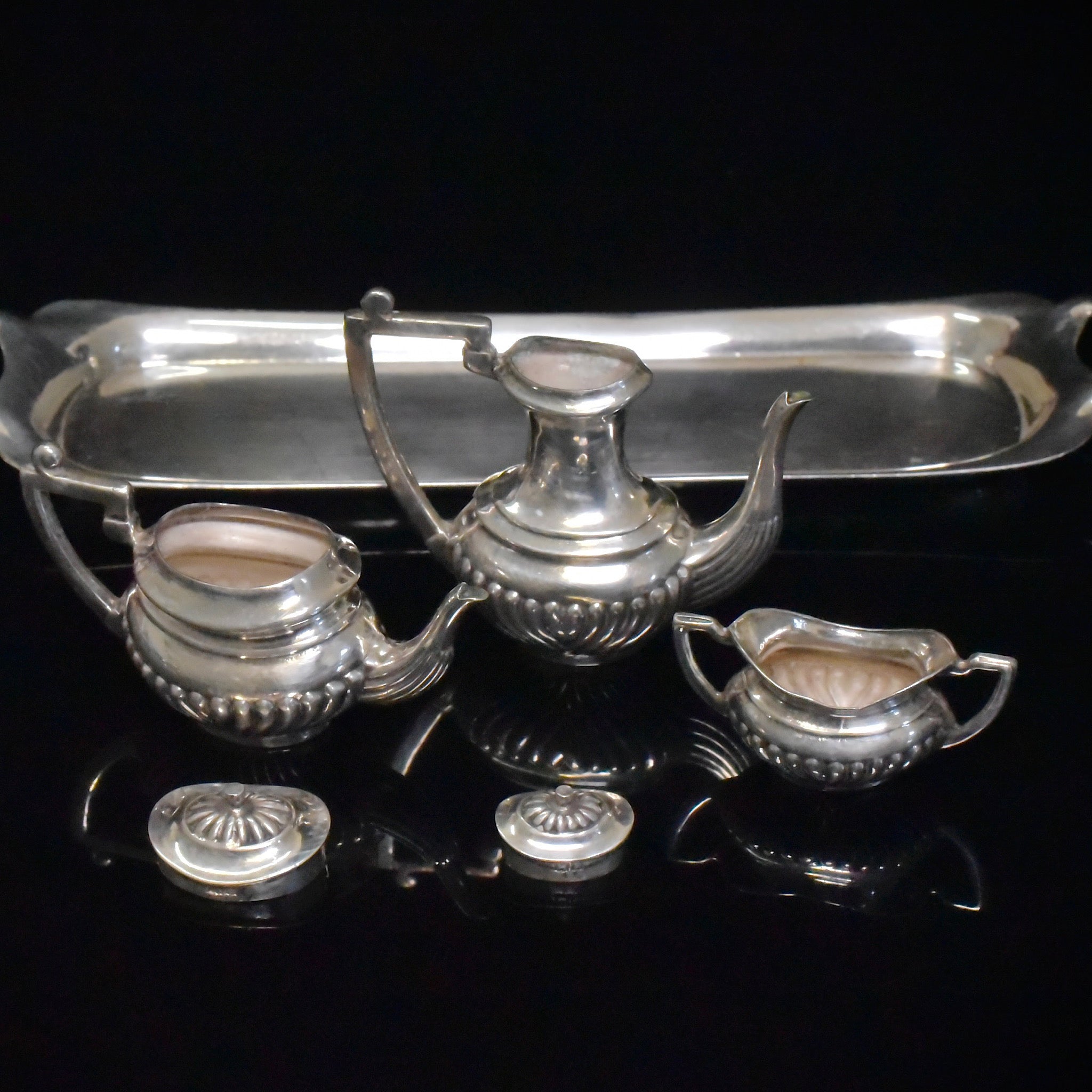 Vintage Sterling Silver Coffee / Tea Set And Tray - John Rose - Birmingham 1951