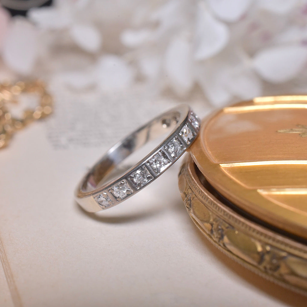 Vintage 18ct White Gold And Diamond Half Hoop Ring circa 1940-50’s