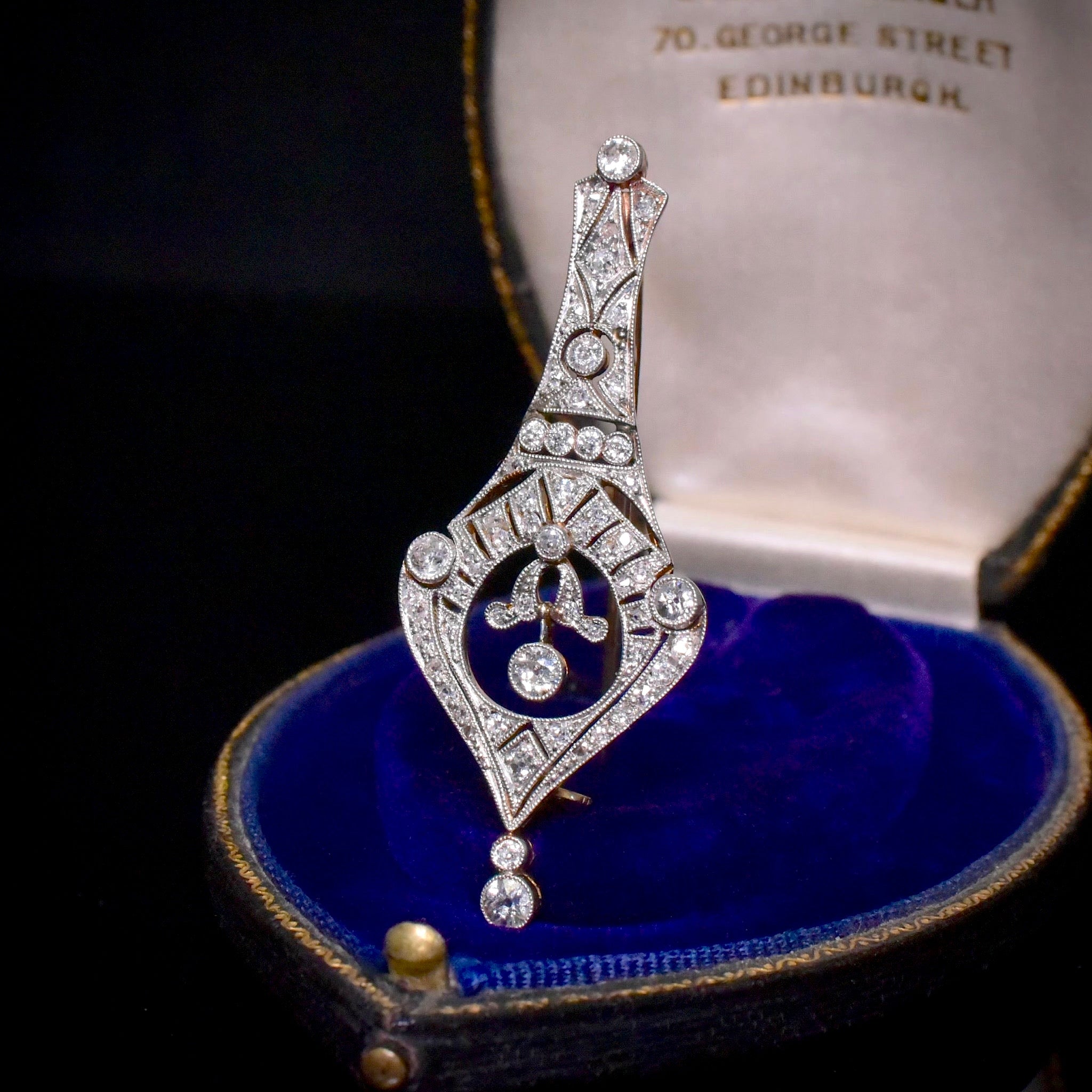 Superb Art Deco 18ct Gold, Platinum And Diamond Brooch Circa 1920’s