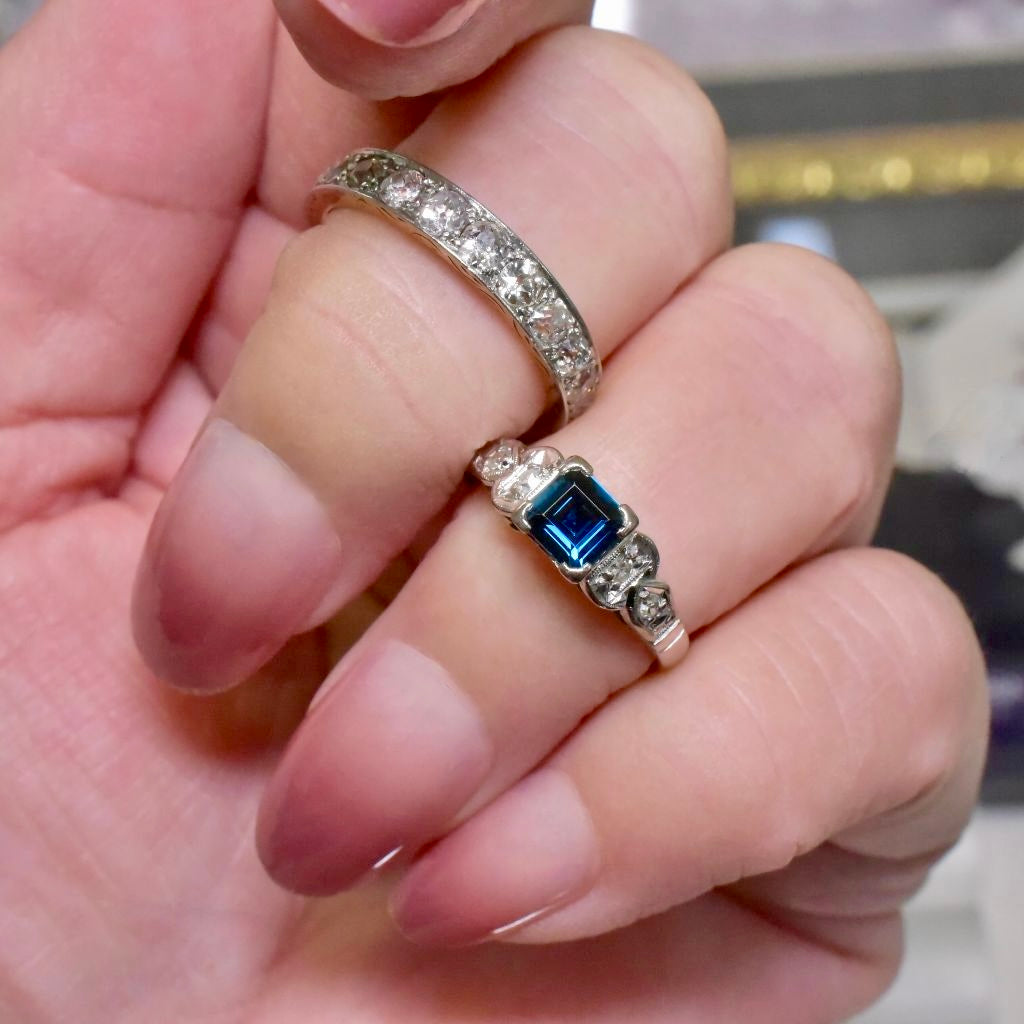 Vintage Australian 18ct White Gold Natural Sapphire And Diamond Ring