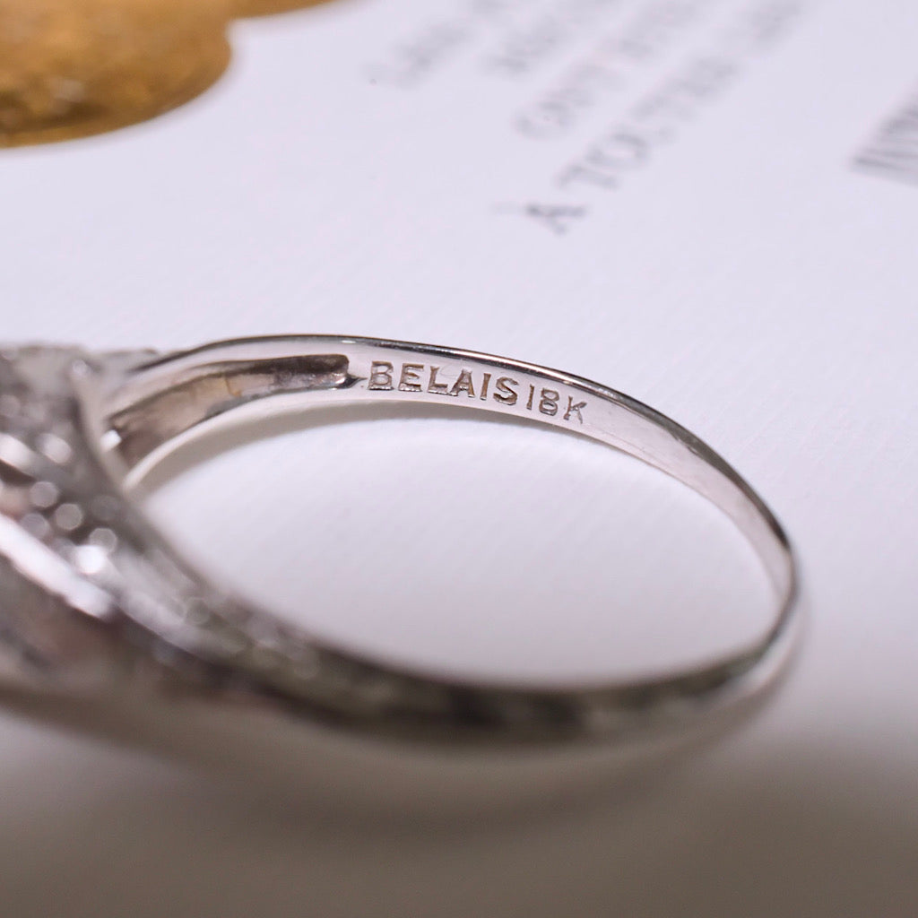 Antique Art Deco 18K White Gold Diamond Solitaire Ring By ‘Belais’ Circa 1920 Independent Insurance Valuation Included For $9,000 AUD