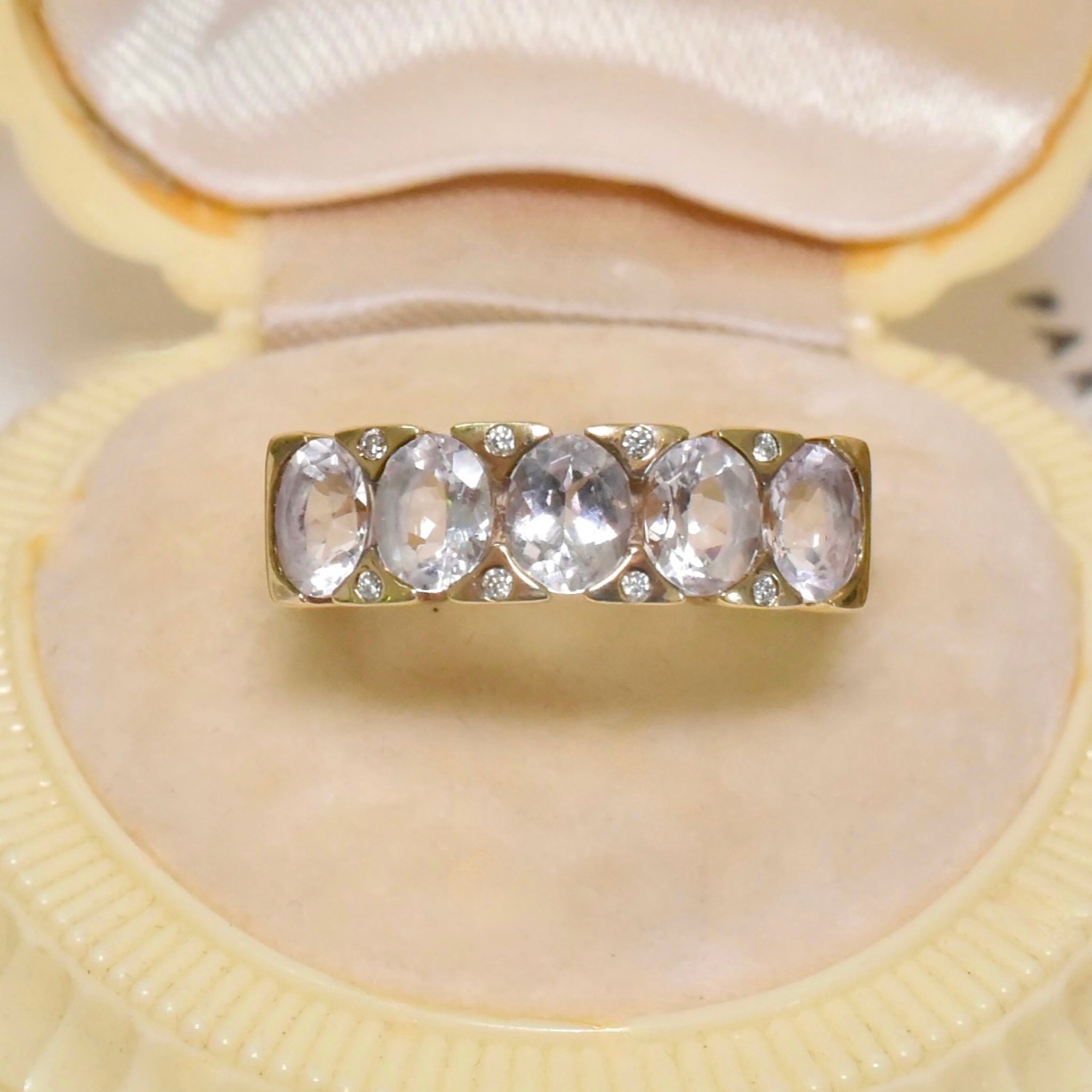 Fabulous 9ct Yellow Gold Morganite And Diamond Ring