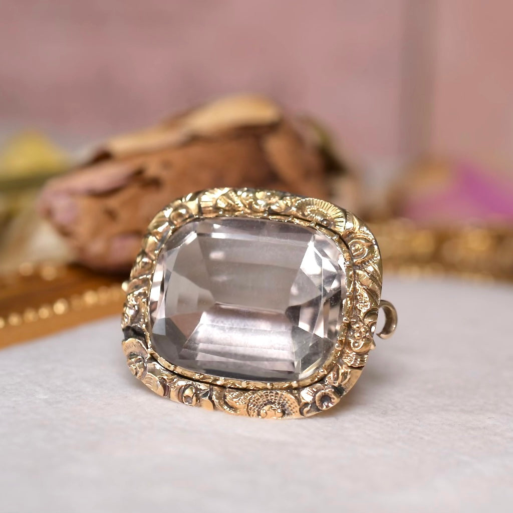 Antique Georgian 15ct Yellow Gold And Citrine ‘Fichu’ Or ‘Lace’ Pin Circa 1820’s