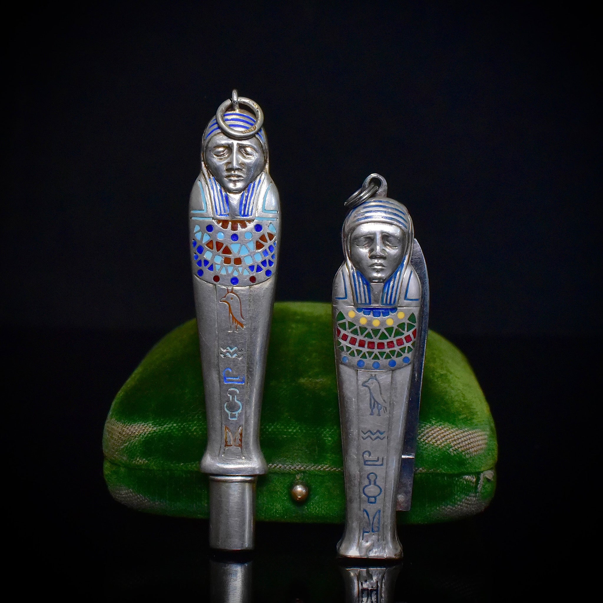 Antique Art Deco Egyptian Revival Silver And Enamel ‘Mummy’ Pencil Circa 1920-30