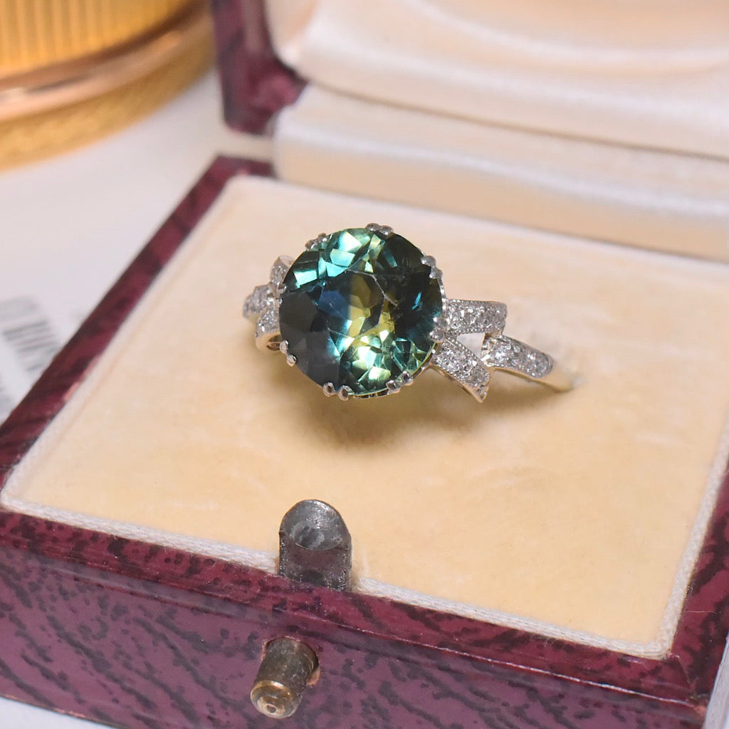 Antique 18ct White Gold And Platinum Parti Sapphire And Diamond Ring