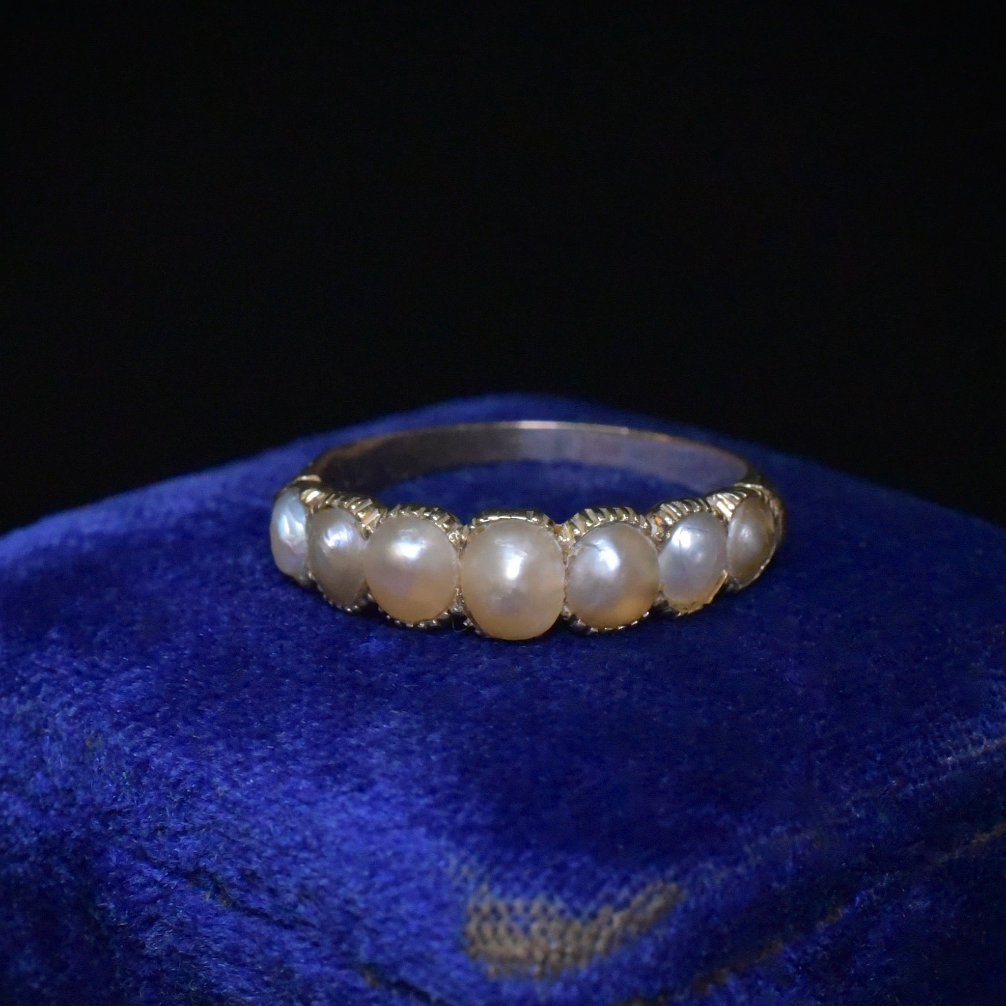 Antique Georgian 15ct Yellow Gold Half Hoop Natural Half Pearl Ring Circa 1815-25
