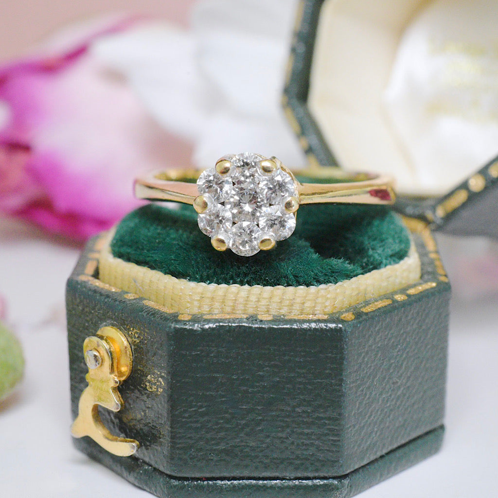 Modern 18ct Yellow Gold And Diamond ‘Daisy’ Ring