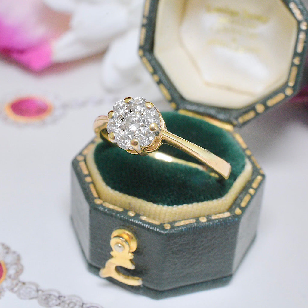 Modern 18ct Yellow Gold And Diamond ‘Daisy’ Ring