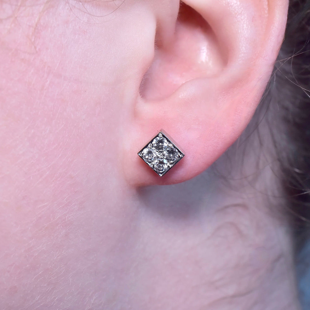 Modern 18ct (And 14ct) White Gold Diamond Earrings By Jan Logan