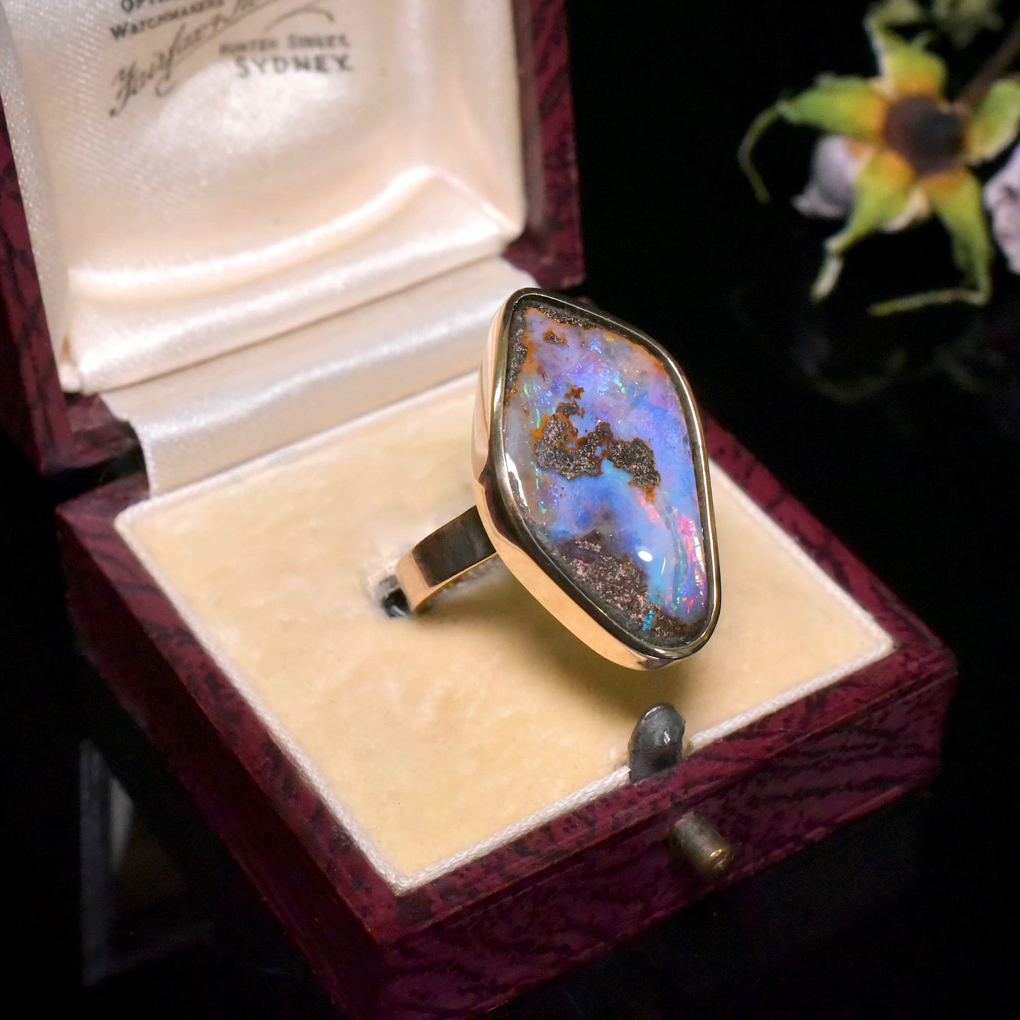 Contemporary 9ct Yellow Gold Freeform Boulder Opal Ring