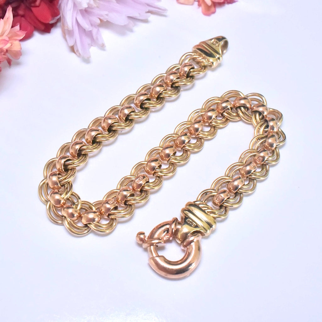 Modern 9ct Two-Toned Rose And Yellow Gold ‘Rollo’ Bracelet
