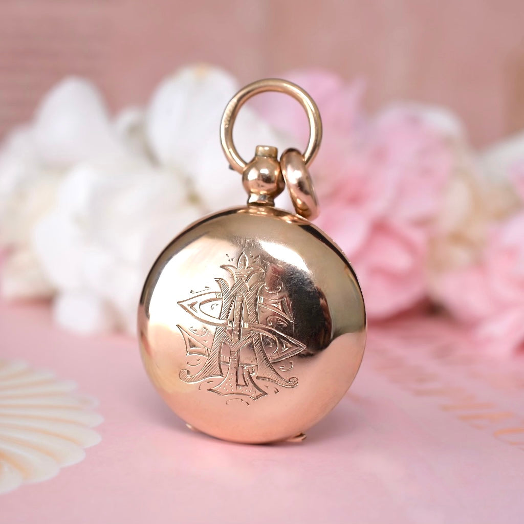 Antique 15ct Rose Gold Sovereign Case By George Unite - Birmingham 1903