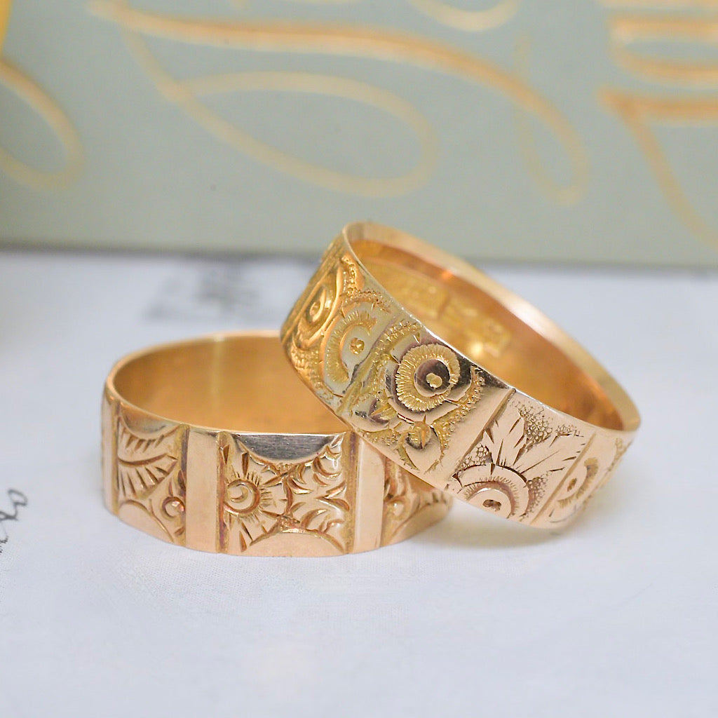 Antique Australian 15ct Yellow Gold Floral Patterned Ring Circa 1910