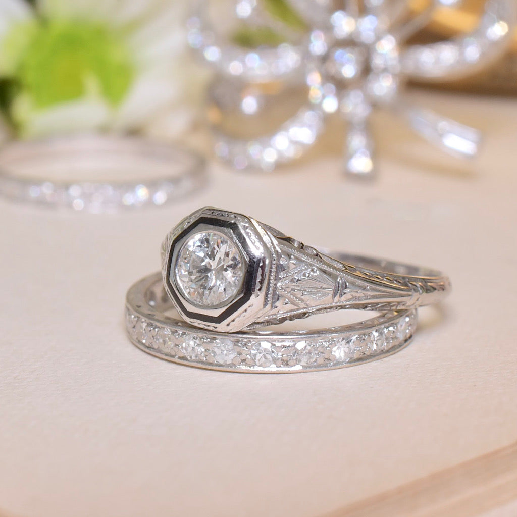 Antique Art Deco 18K White Gold Diamond Solitaire Ring By ‘Belais’ Circa 1920 Independent Insurance Valuation Included For $9,000 AUD