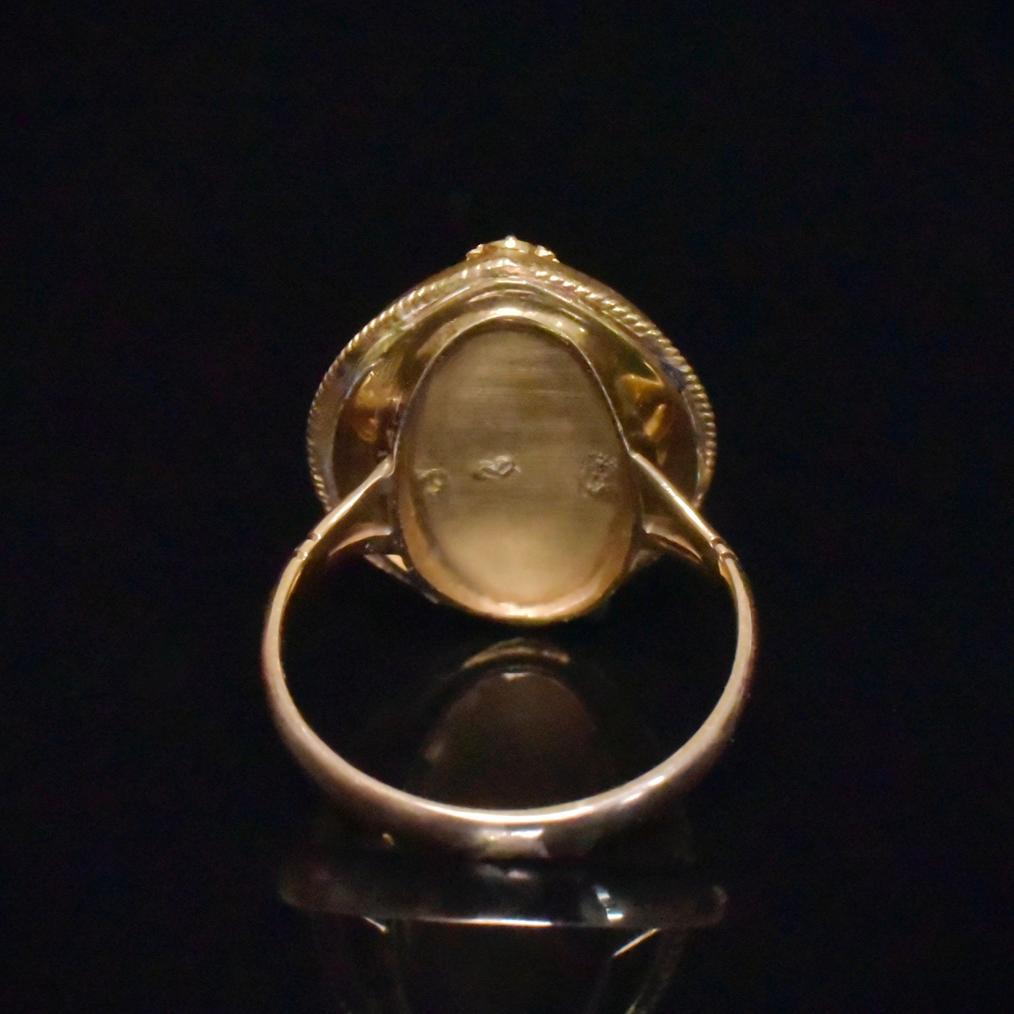 Antique Victorian Etruscan Revival 9ct And 15ct Yellow Gold Pearl & Enamel Ring Circa 1870-1885