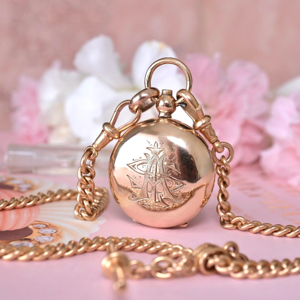 Antique 15ct Rose Gold Sovereign Case By George Unite - Birmingham 1903