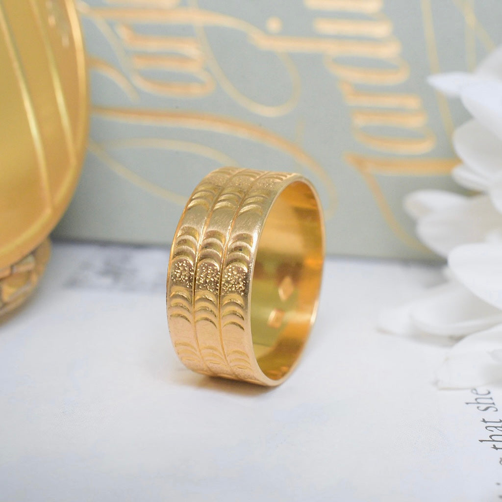 Vintage to Contemporary 22ct Yellow Gold Wide Patterned Ring