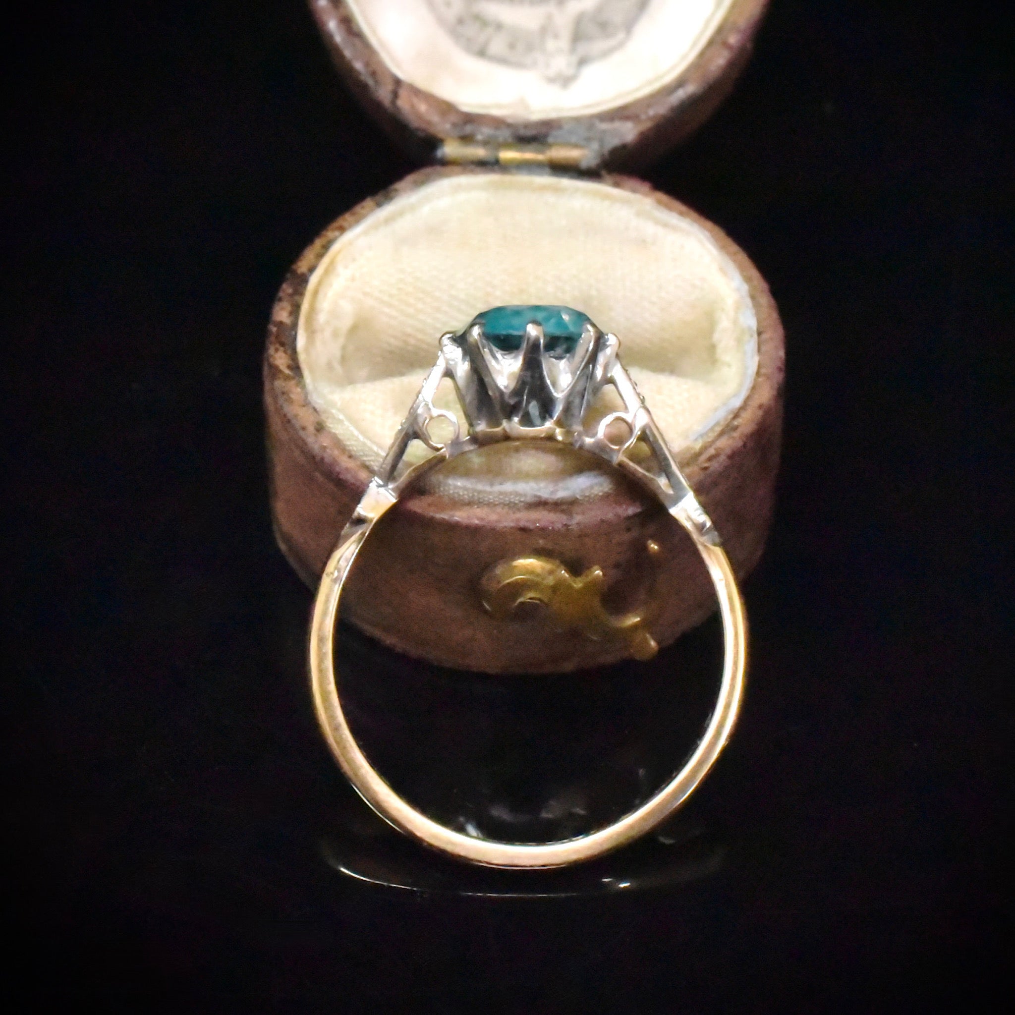 Antique Art Deco 9ct Yellow Gold And Palladium Zircon Ring - Circa 1915