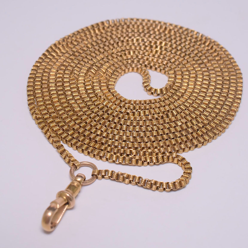 Antique Victorian 15ct Yellow Gold 126cm Guard/Muff Chain Circa 1890-1900