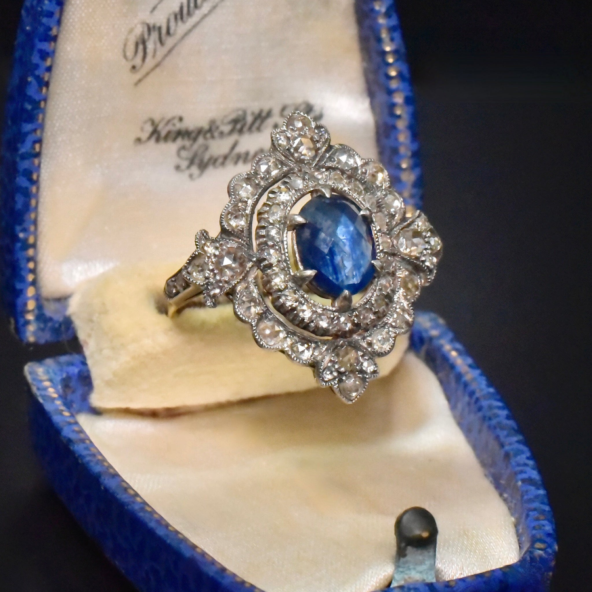 Superb 18ct Gold And Silver Sapphire And Diamond ‘Antique Style’ Ring