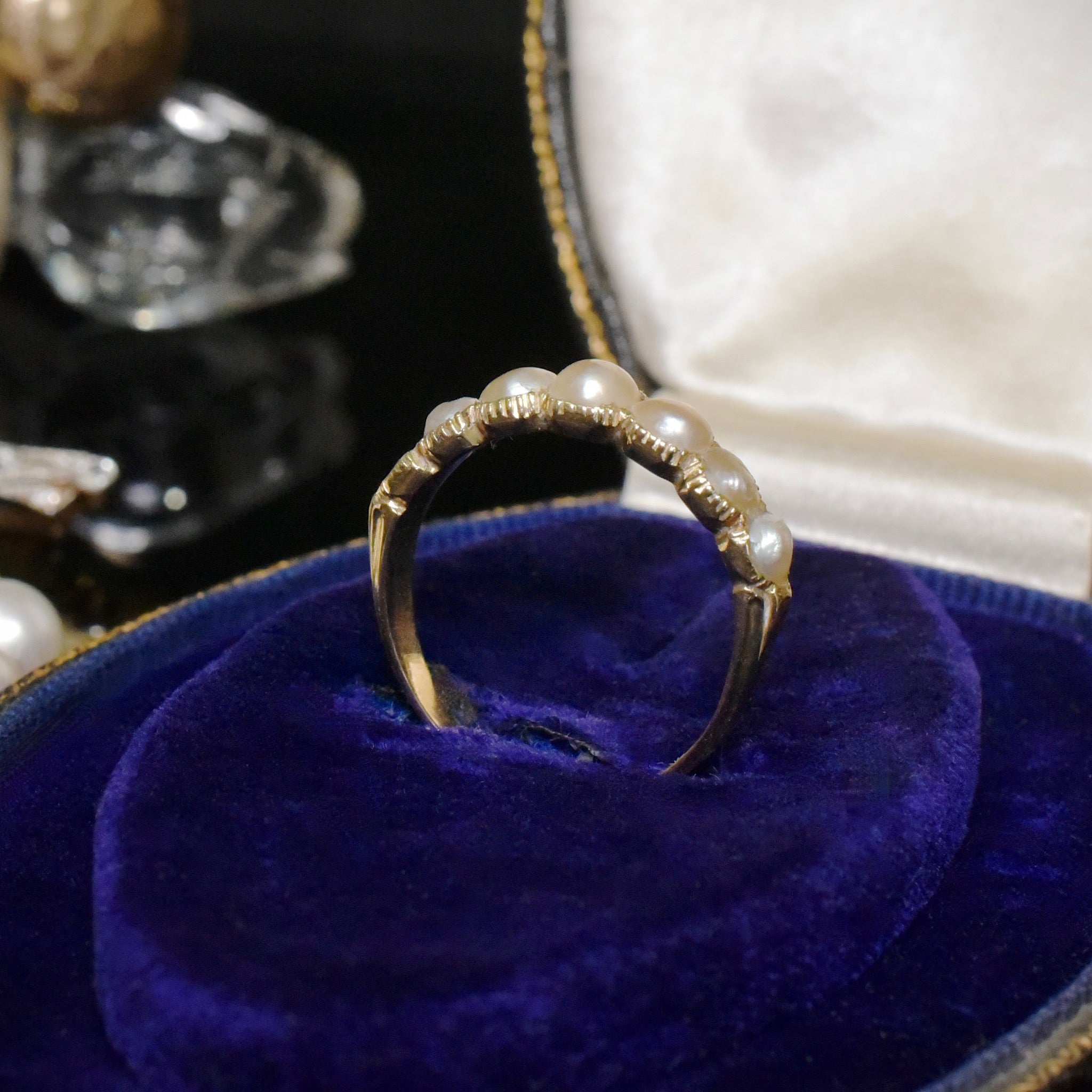 Antique Georgian 15ct Yellow Gold Half Hoop Natural Half Pearl Ring Circa 1815-25