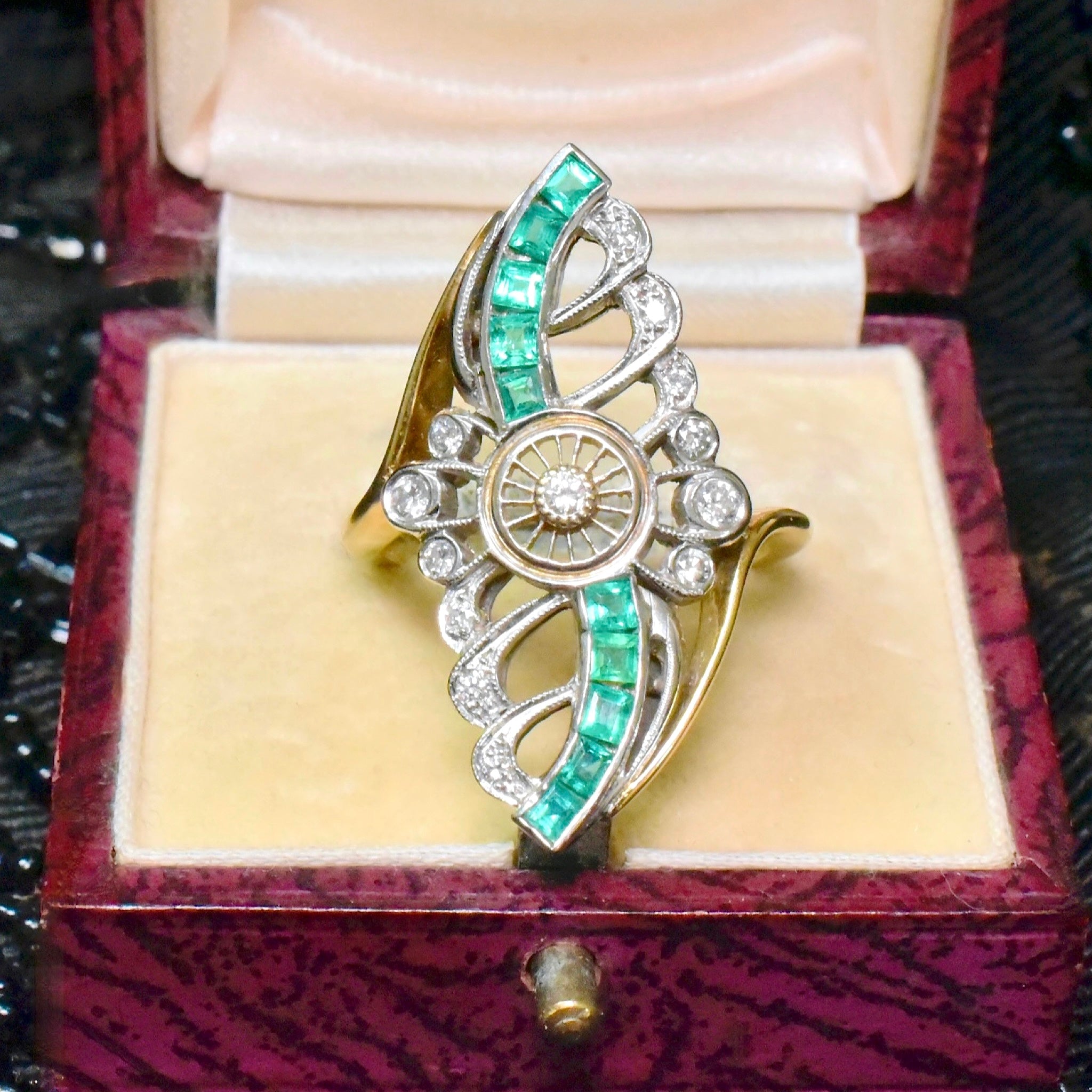 Superb Contemporary 18ct Yellow (And White) Gold Emerald And Diamond Ring Included In Purchase A 2020 NCJV Valuation For $7,700 AUD