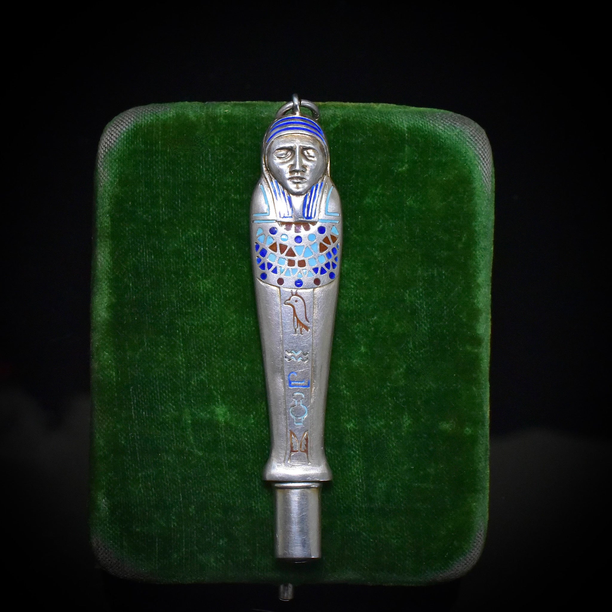 Antique Art Deco Egyptian Revival Silver And Enamel ‘Mummy’ Pencil Circa 1920-30