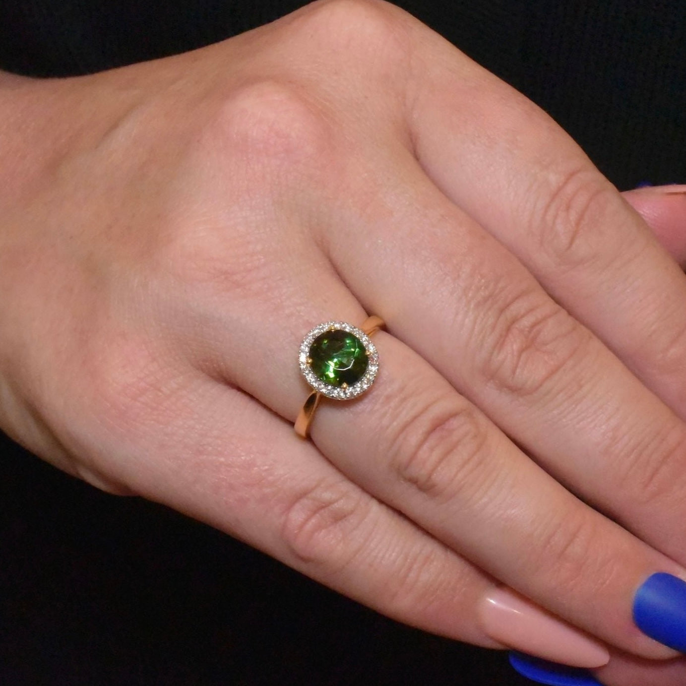 Superb 18ct Yellow Gold Tourmaline And Diamond Halo Ring Included in Purchase Valuation for $4500 AUD (2024)