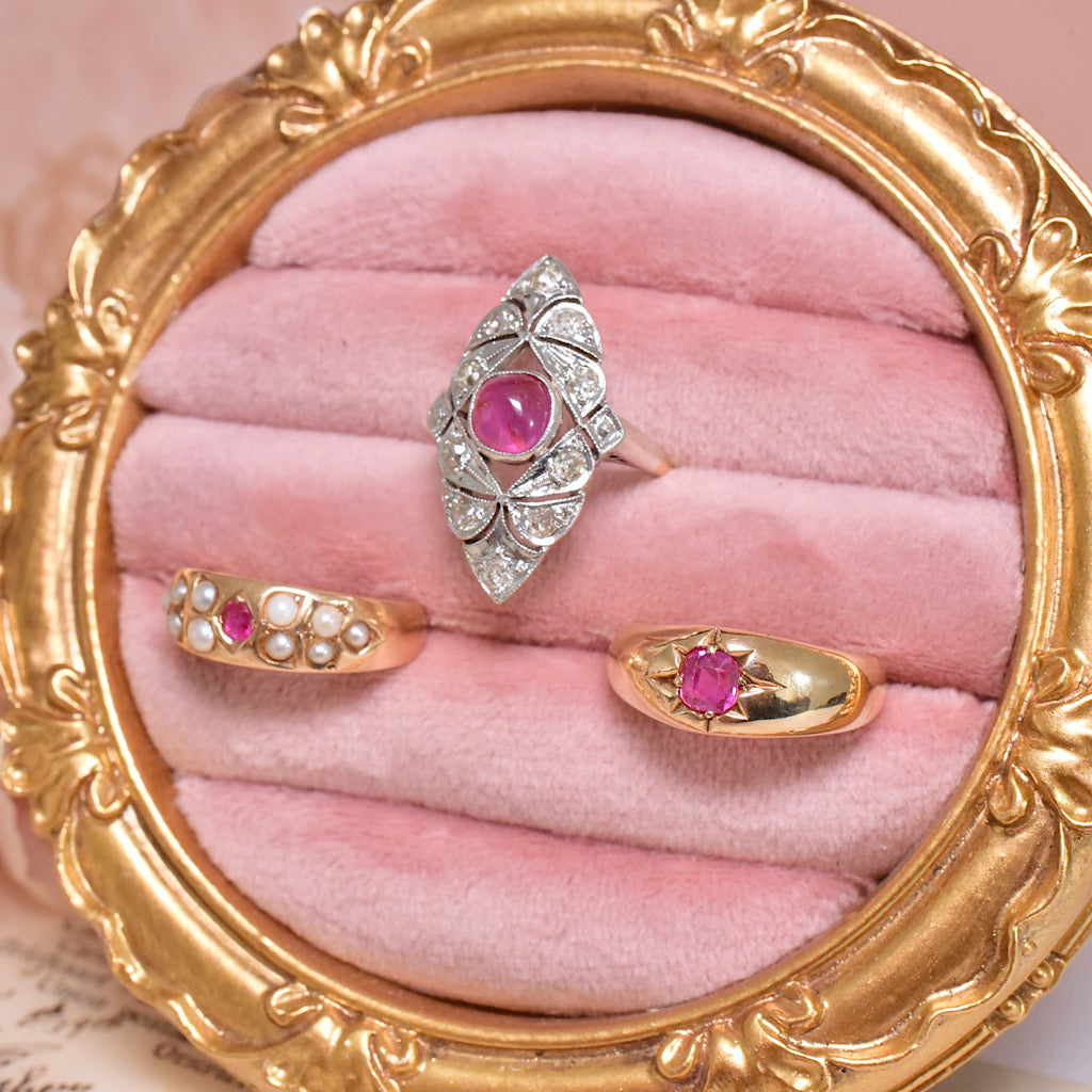 Antique Australian 18ct Yellow Gold Natural Ruby Ring Circa 1900-1910