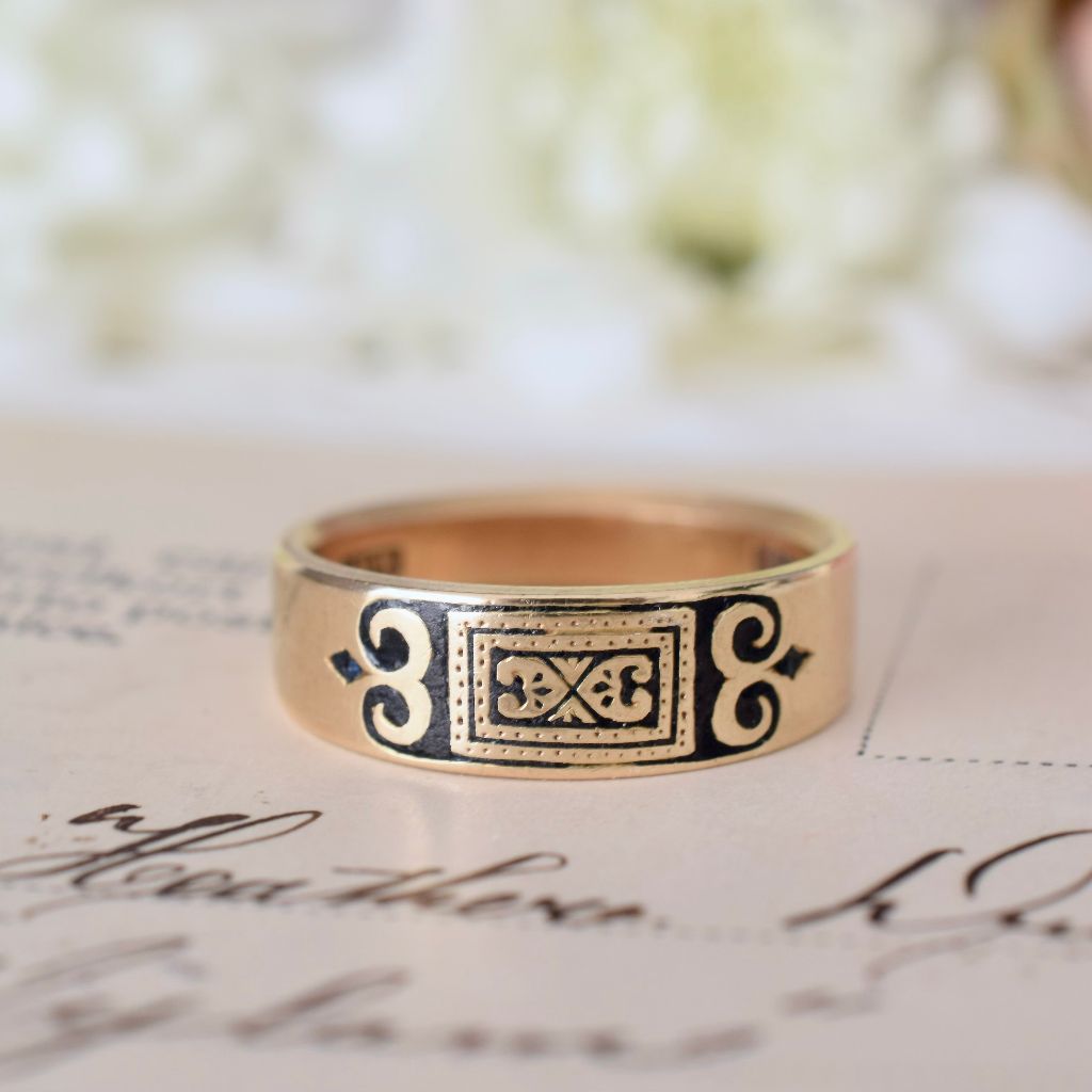 Antique Australian 18ct Gold And Enamel Ring By ‘Wendts’ Circa 1890