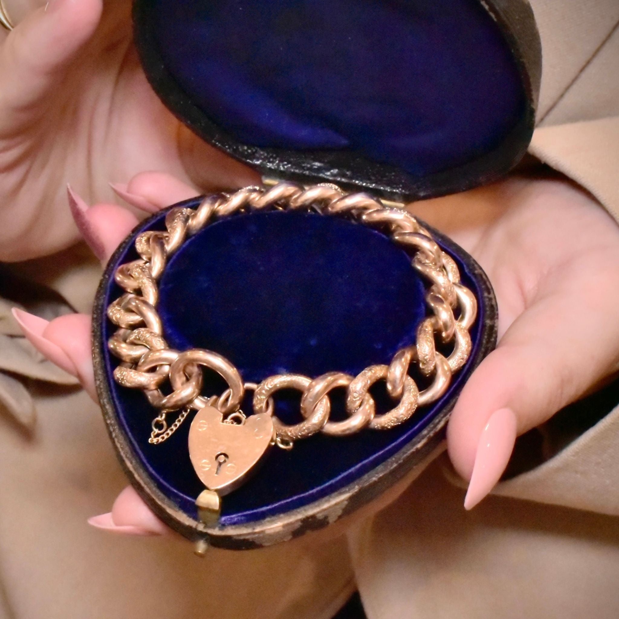Superb Antique 9ct Rose Gold ‘Day & Night’ Curblink Bracelet Circa 1900-1910