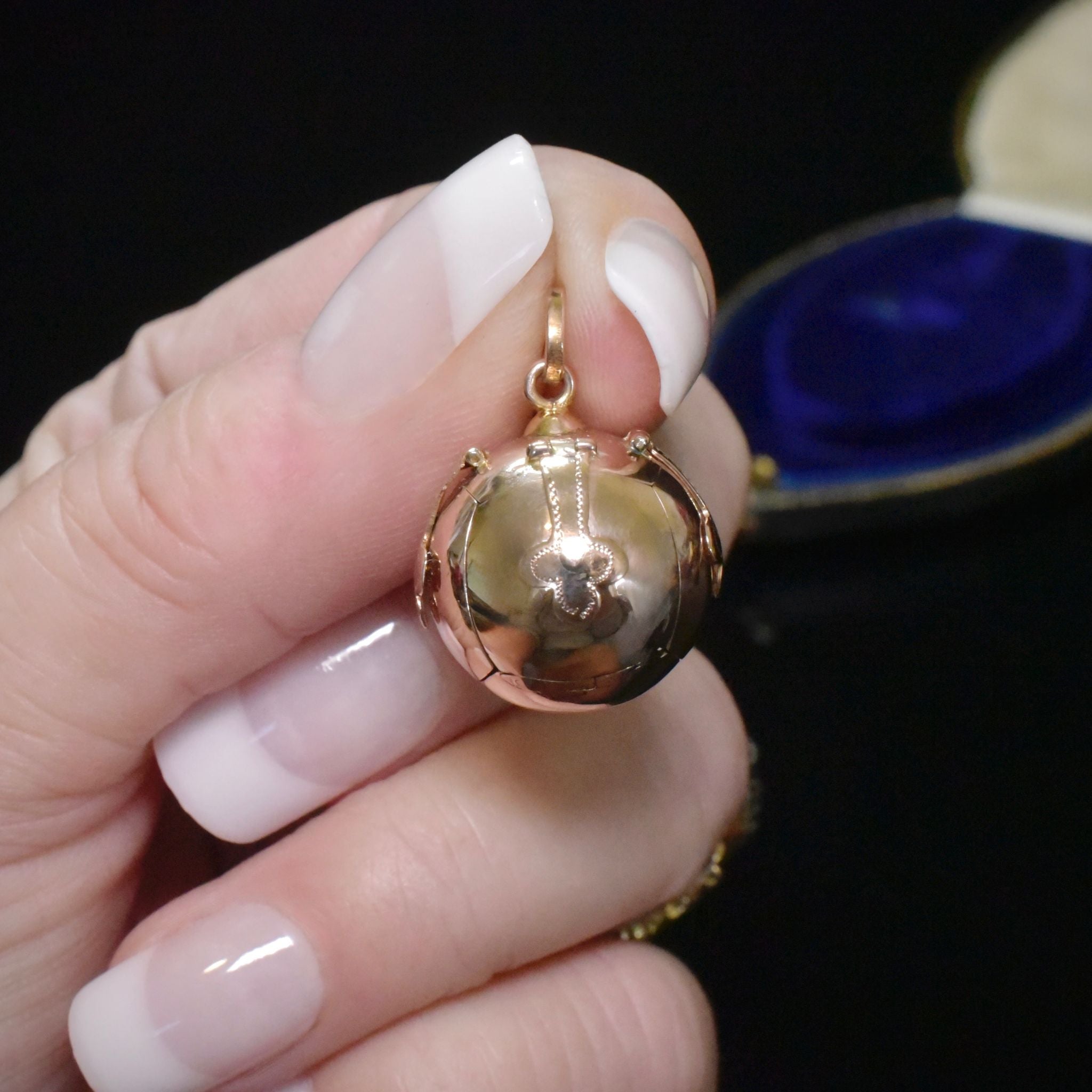 Antique Edwardian 9ct Rose Gold & Silver Masonic Ball Pendant