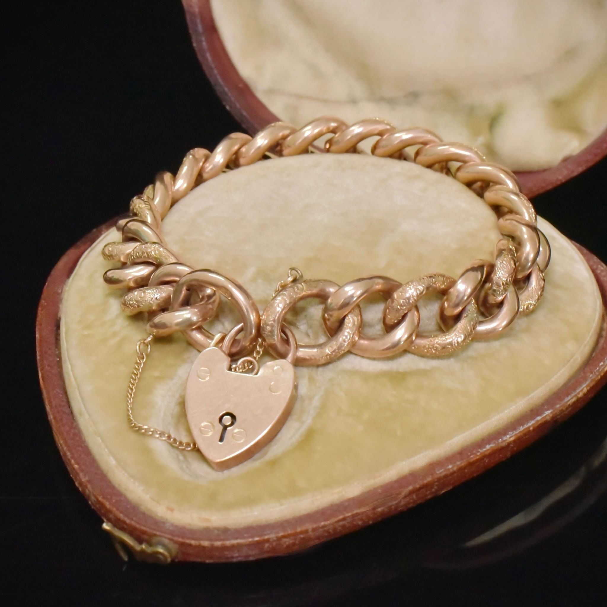 Superb Antique 9ct Rose Gold ‘Day & Night’ Curblink Bracelet Circa 1900-1910