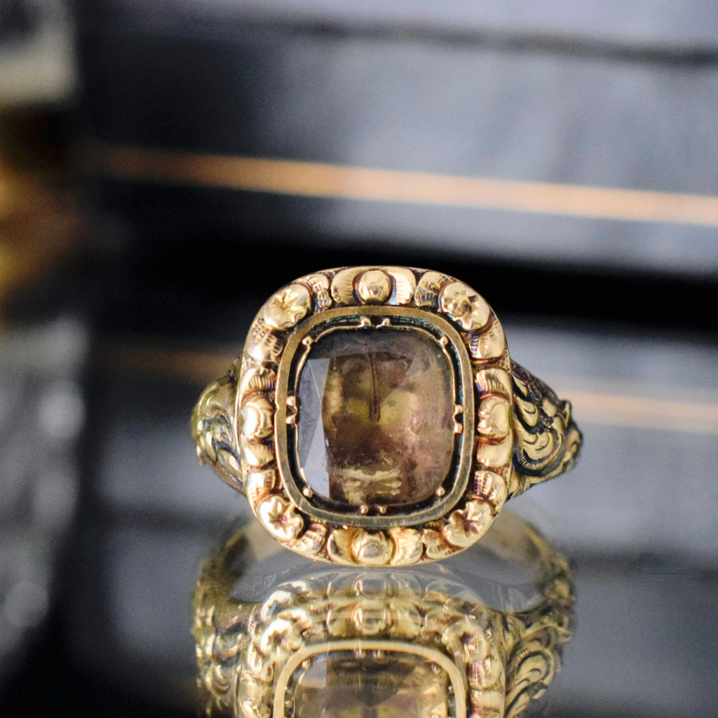 Georgian 9ct **Gold Cased** Citrine Ring Circa 1820