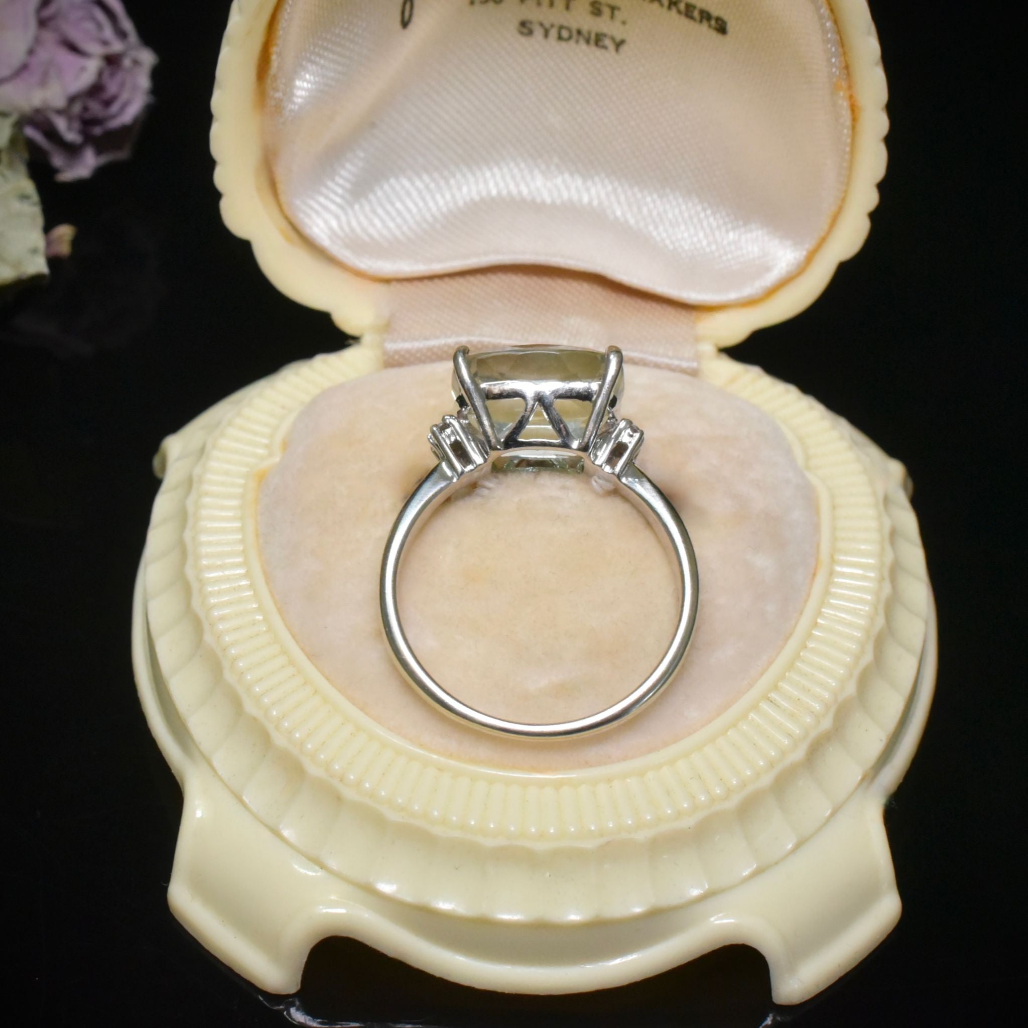 Contemporary 9ct White Gold Prasiolite And Diamond Ring