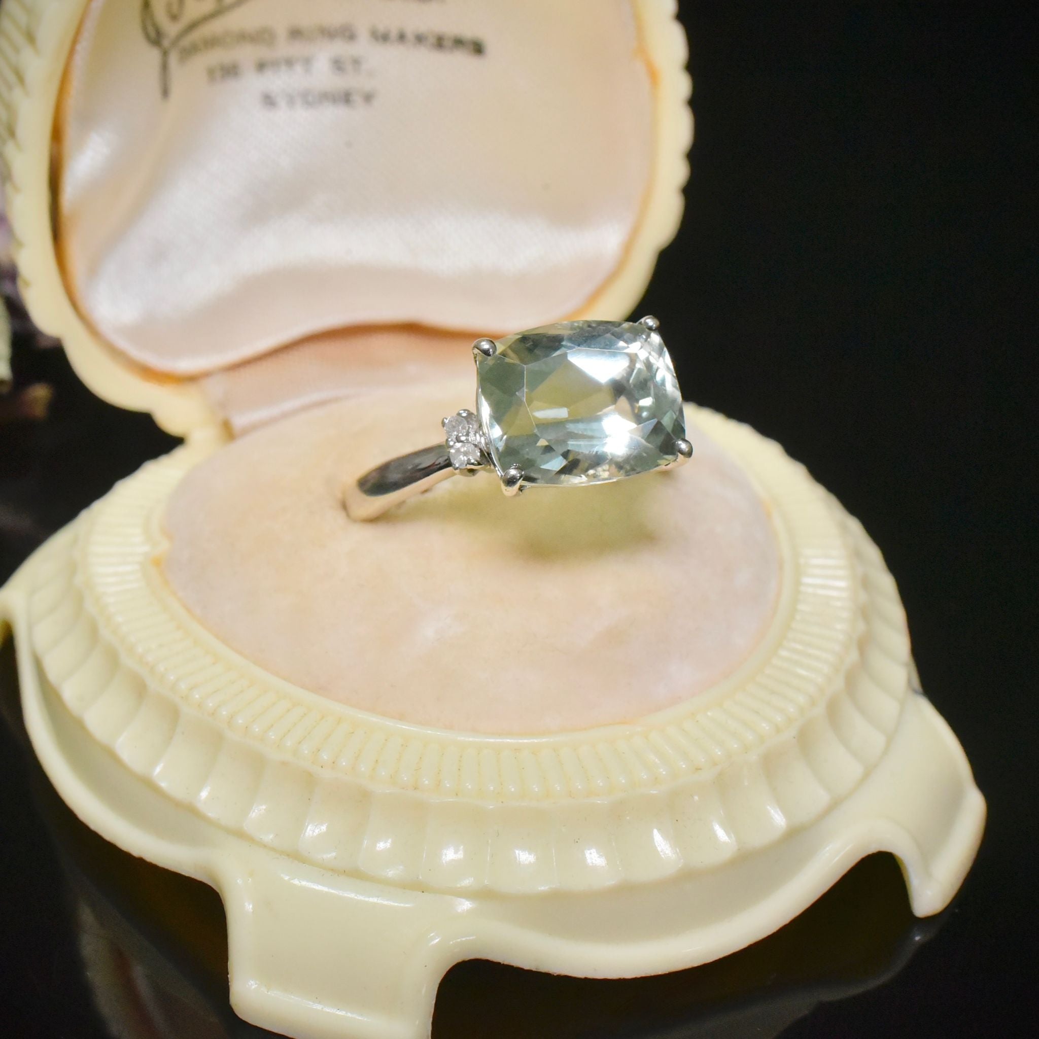 Contemporary 9ct White Gold Prasiolite And Diamond Ring