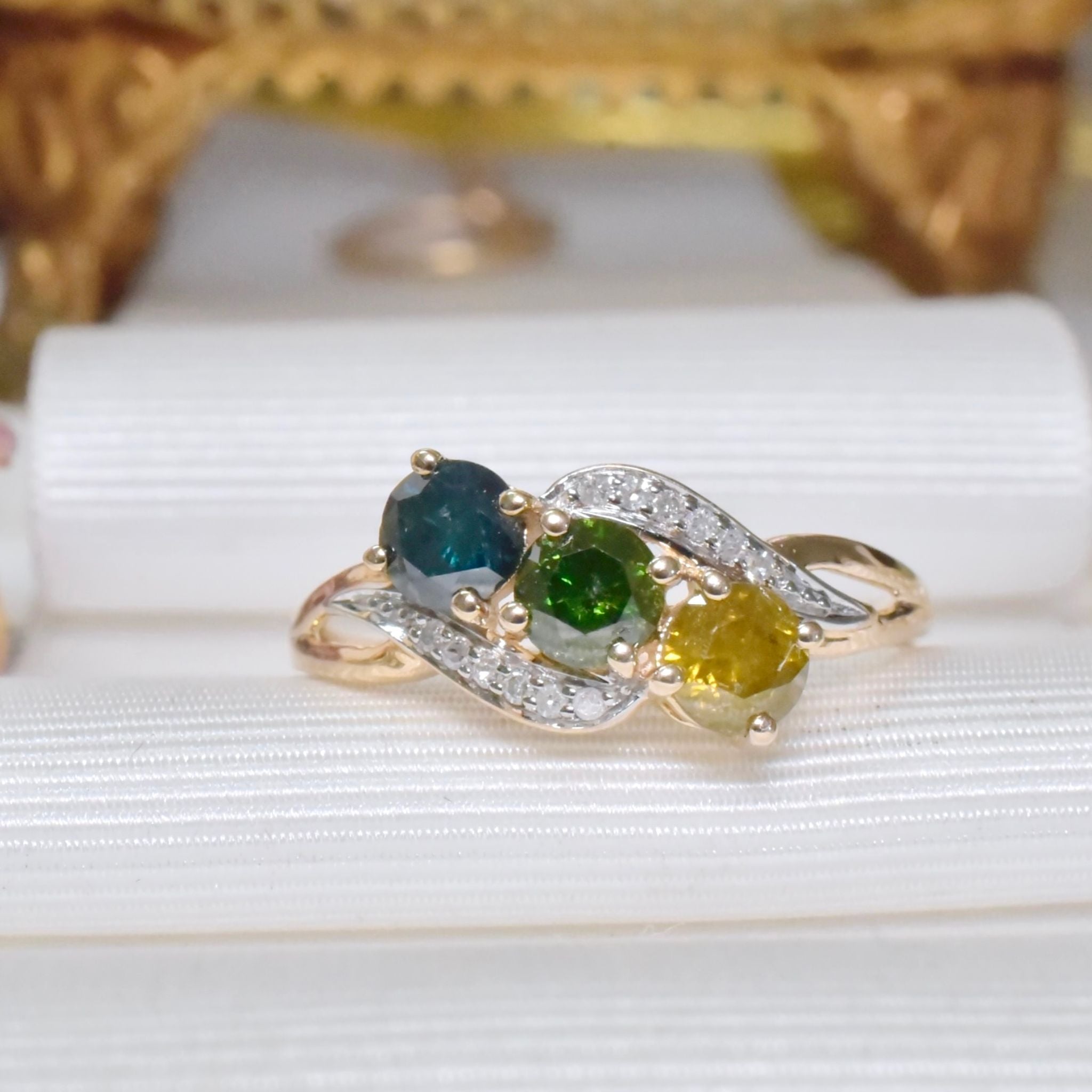 Stunning 10ct Yellow Gold Coloured (Enhanced) Diamond Ring