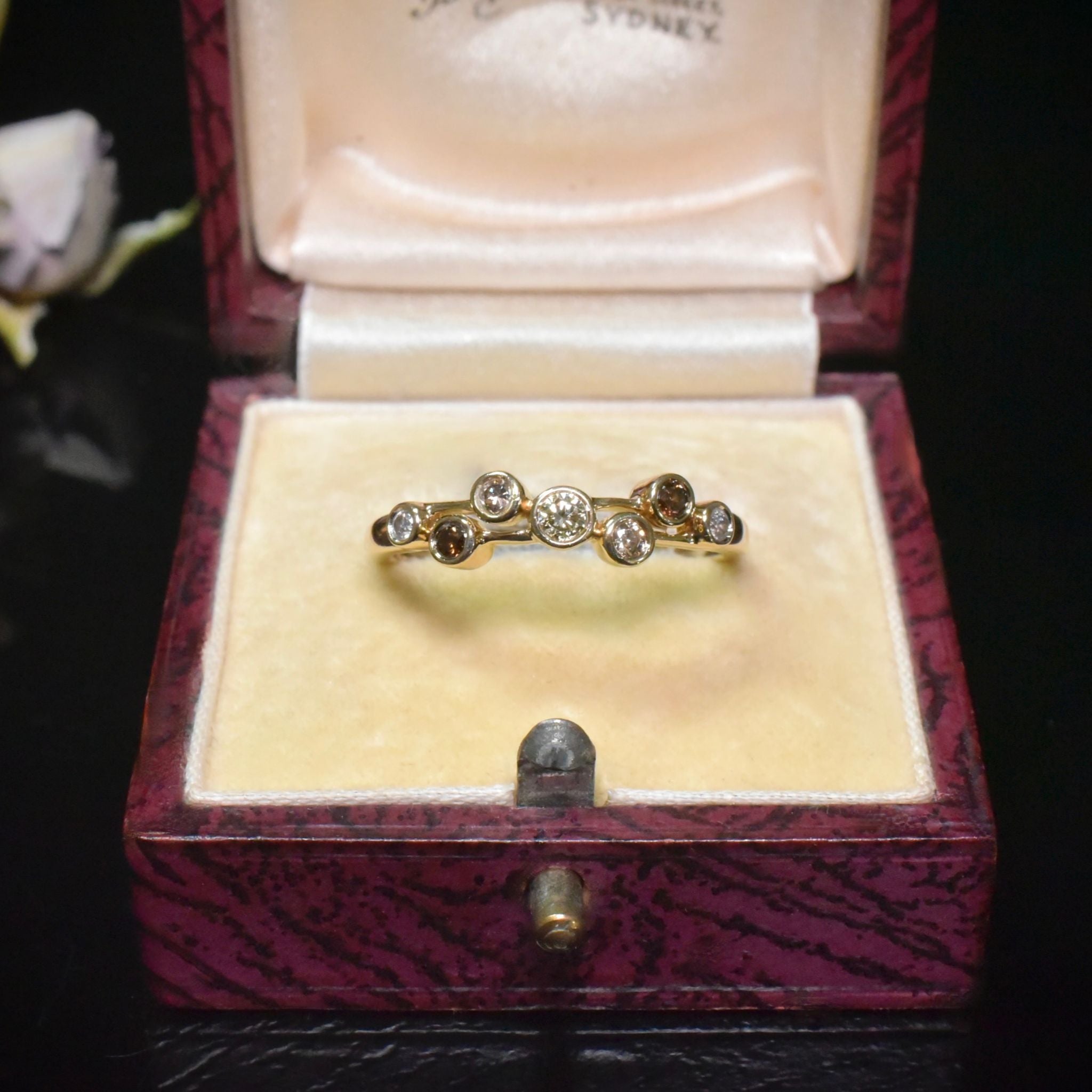 Contemporary 9ct Yellow Gold Champagne & White Diamond Ring - Birmingham 2023