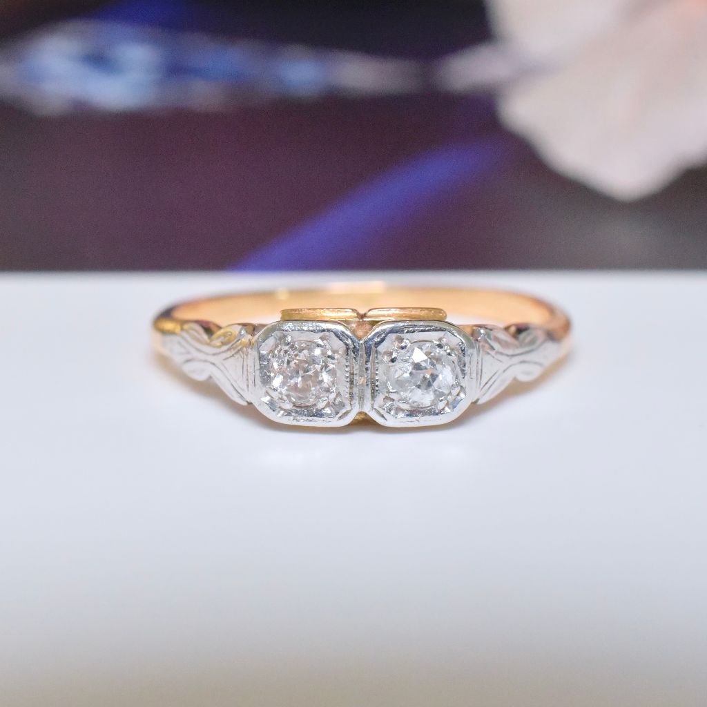 Antique Australian 18ct Yellow Gold And Diamond ’Toi Et Moi’ Ring Circa 1901-15