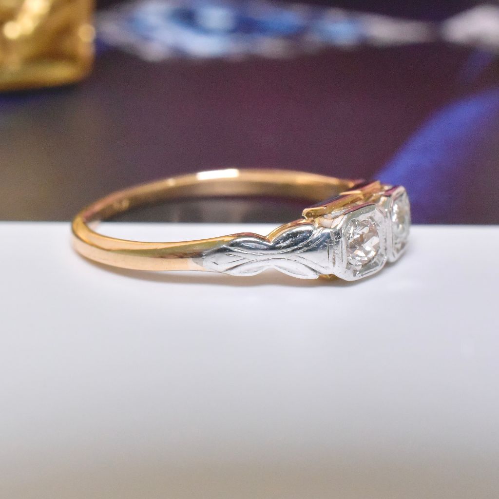 Antique Australian 18ct Yellow Gold And Diamond ’Toi Et Moi’ Ring Circa 1901-15