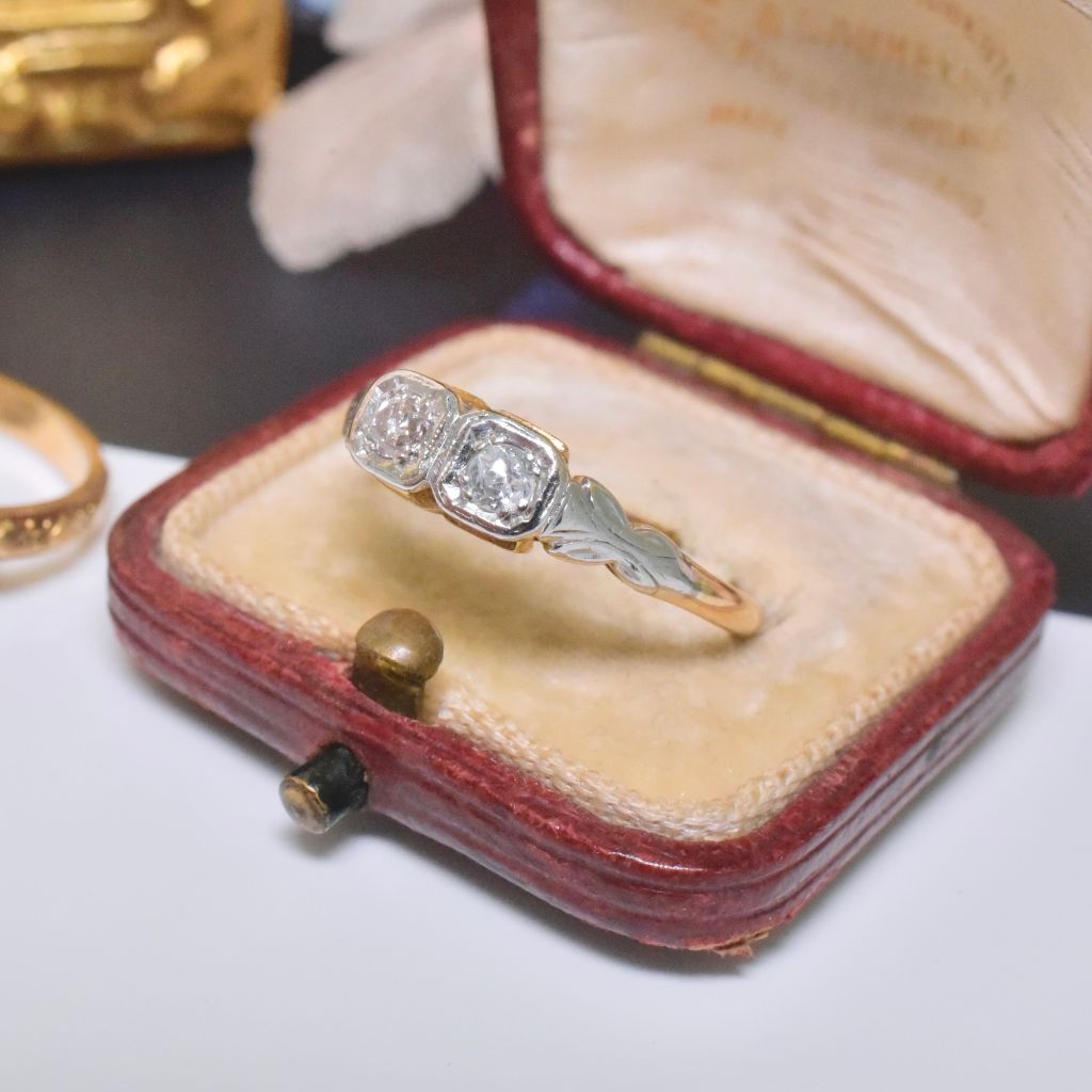 Antique Australian 18ct Yellow Gold And Diamond ’Toi Et Moi’ Ring Circa 1901-15