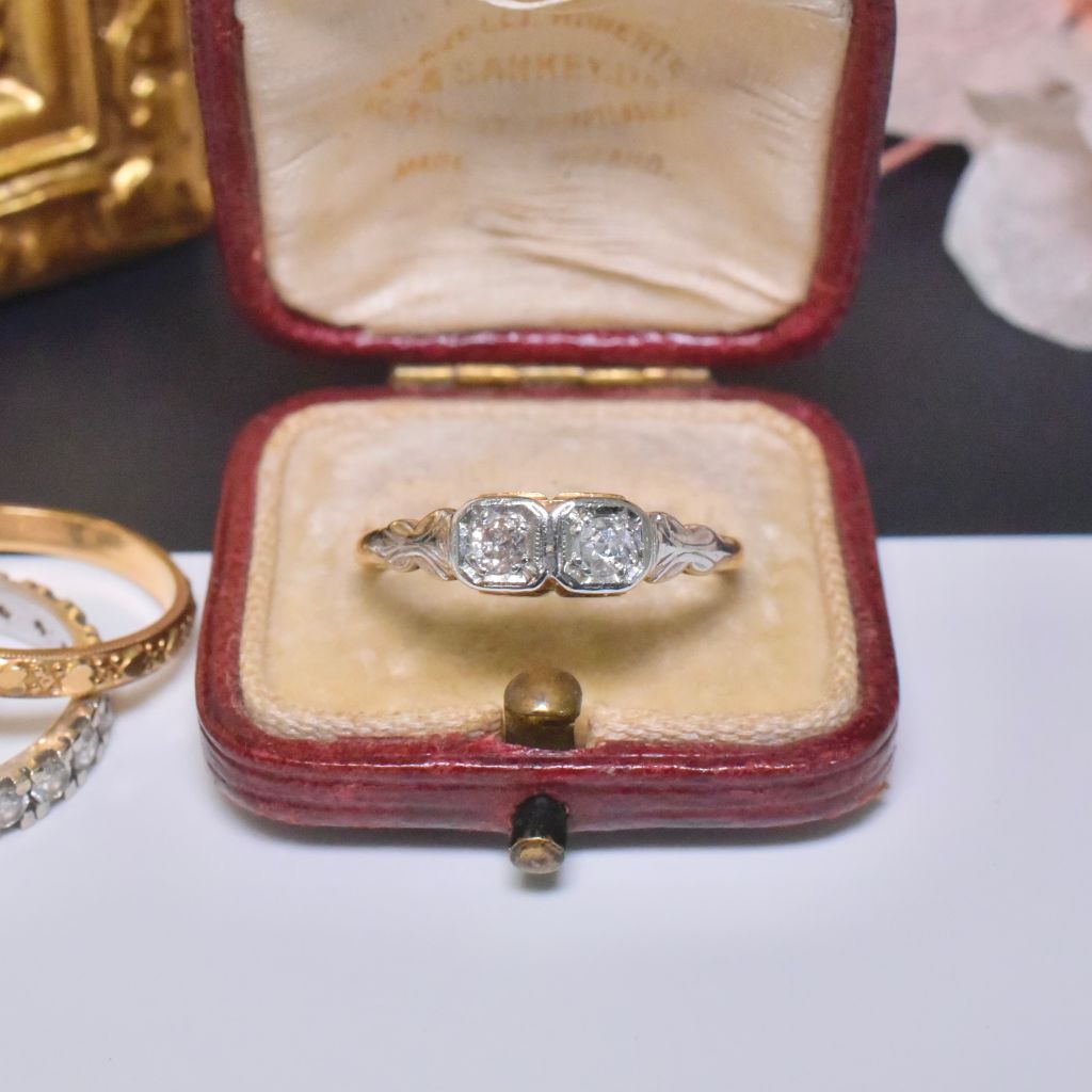 Antique Australian 18ct Yellow Gold And Diamond ’Toi Et Moi’ Ring Circa 1901-15