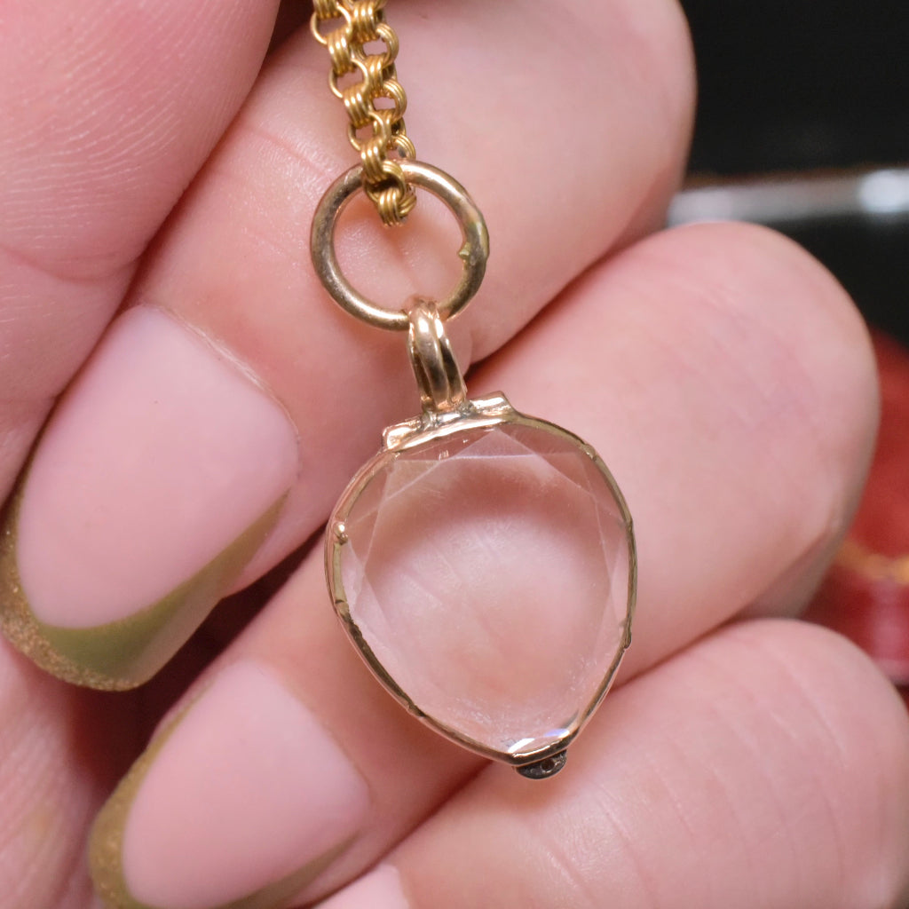 Antique Georgian Regency 15ct Rose Gold And Rock Crystal ‘Heart’ Locket Circa 1780-1800