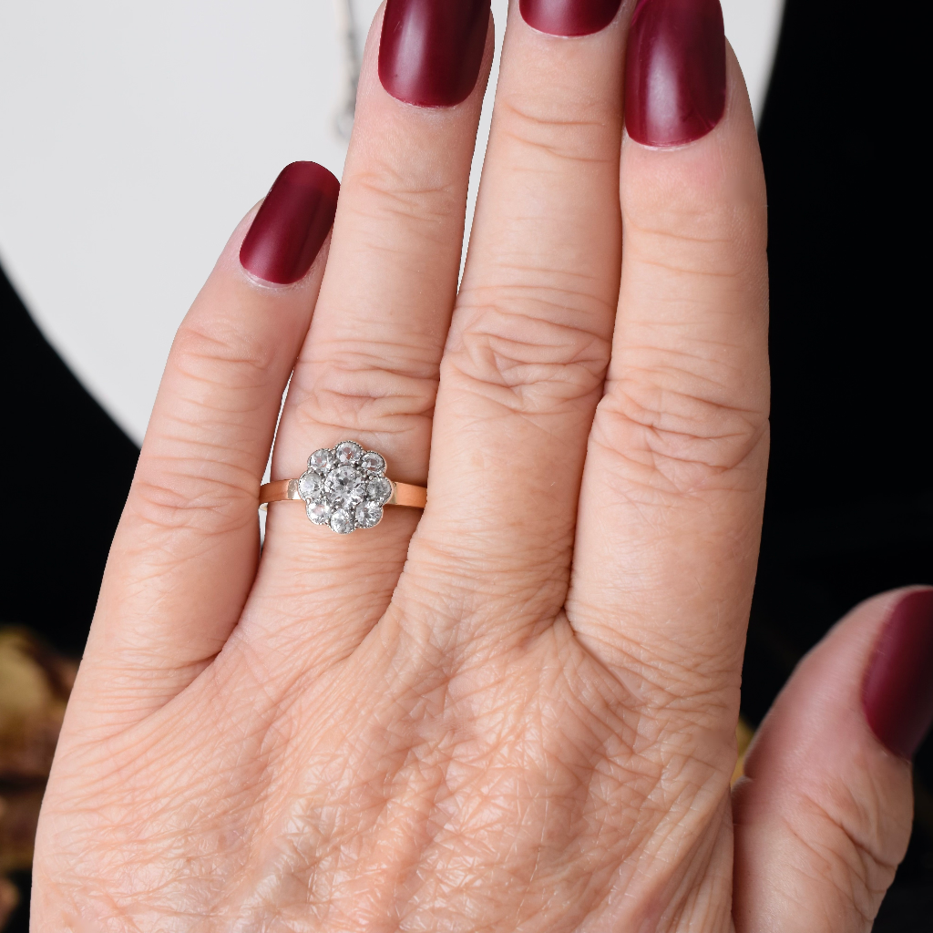 Antique Australian 15ct Rose Gold And White Sapphire Ring W. J. Moore And Sons - Circa 1910