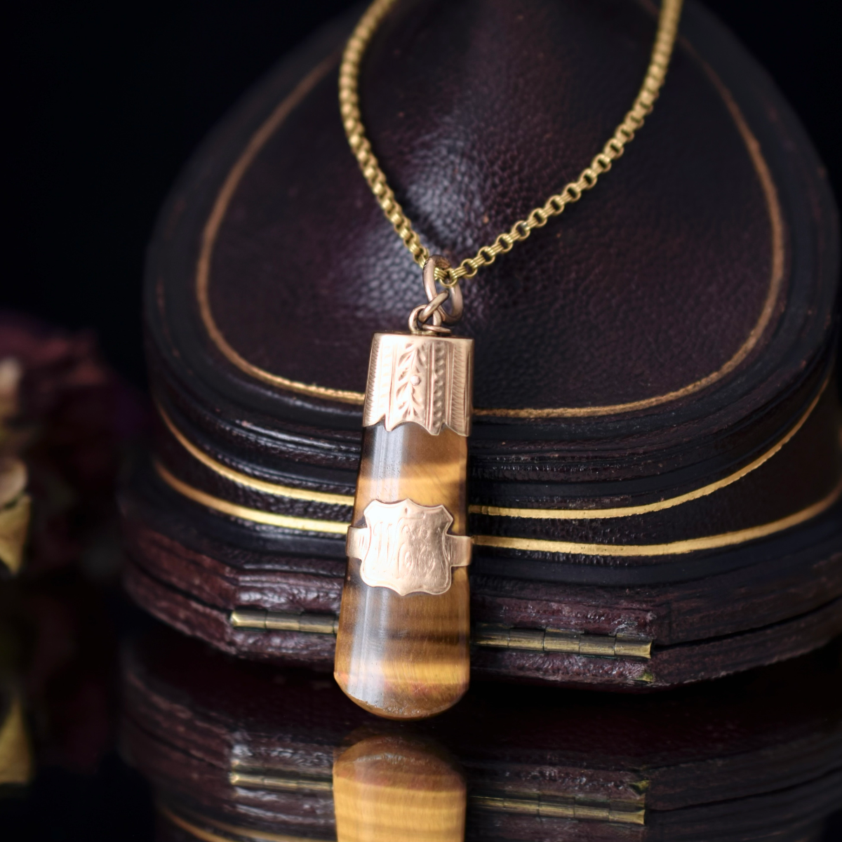 Antique Australian 15ct Rose Gold And Tiger Eye Fob Charm Circa 1900