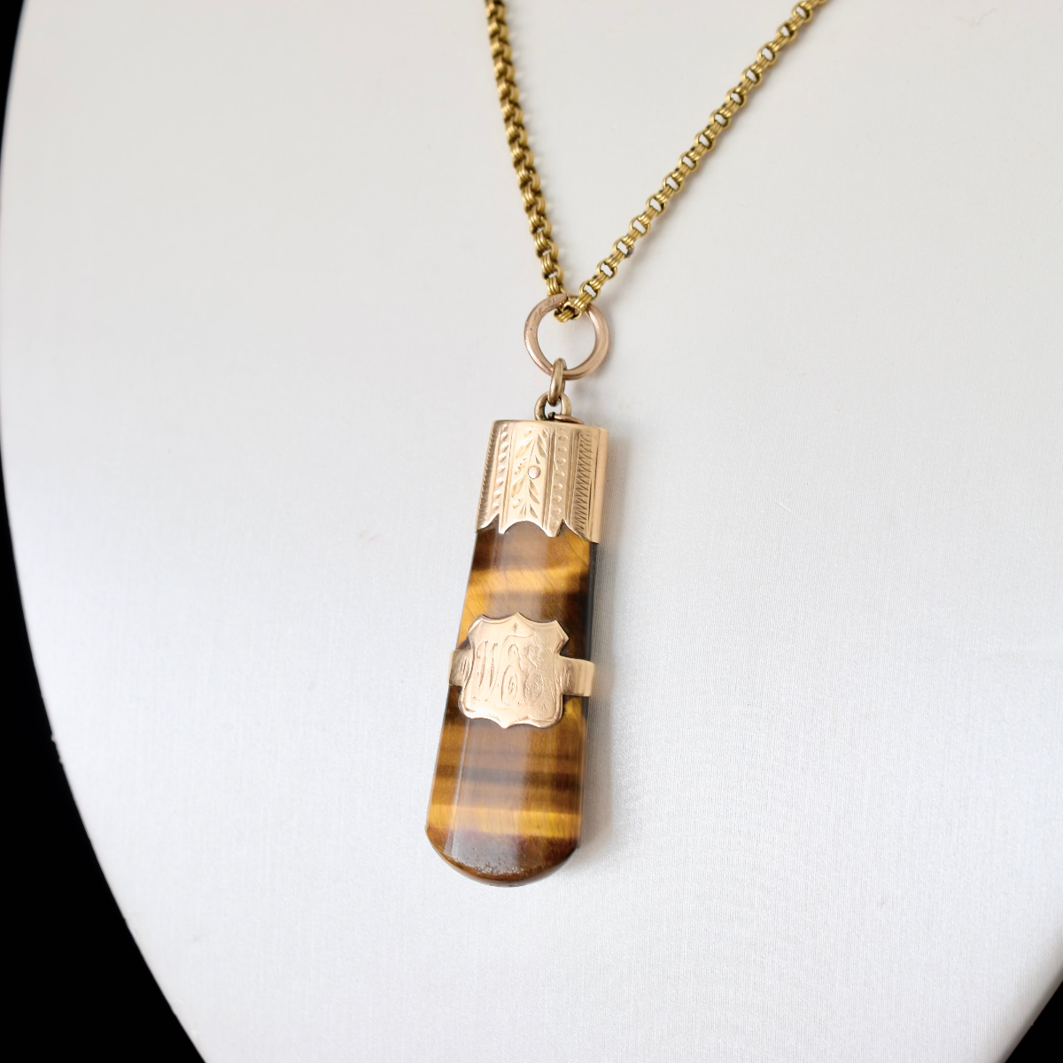Antique Australian 15ct Rose Gold And Tiger Eye Fob Charm Circa 1900