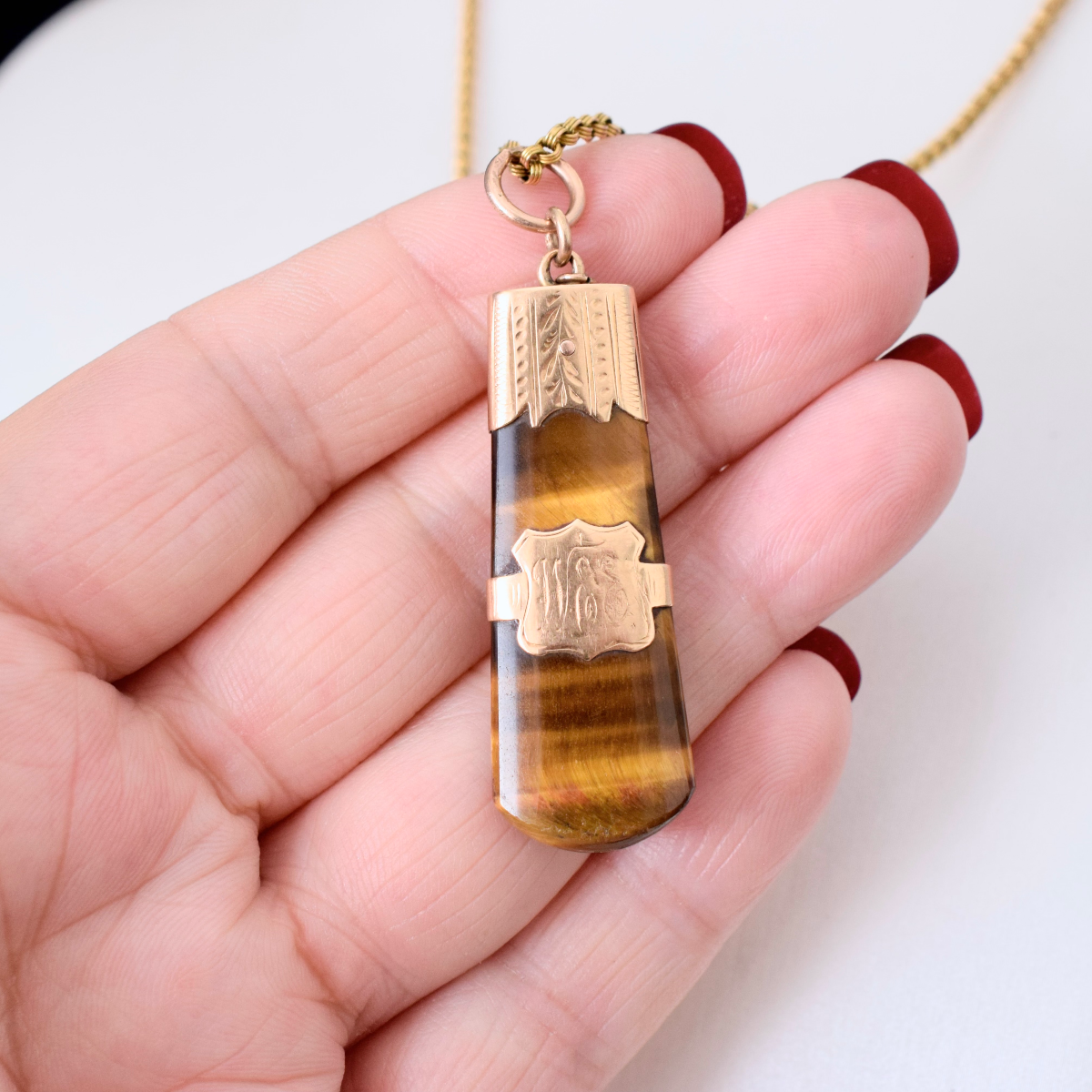 Antique Australian 15ct Rose Gold And Tiger Eye Fob Charm Circa 1900